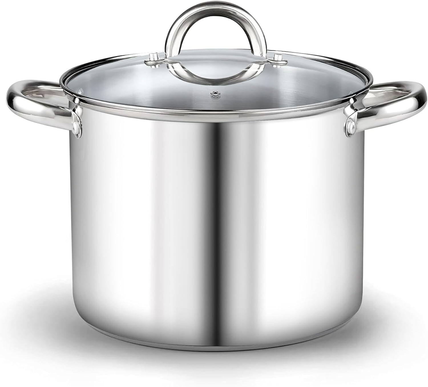Front. Cook N Home - Basics 12QT S/S Stock Pot with Lid, Sturdy Handle, Even Heating, Oven & Dishwasher Safe, for Canning, Boiling - STAINLESS STEEL.