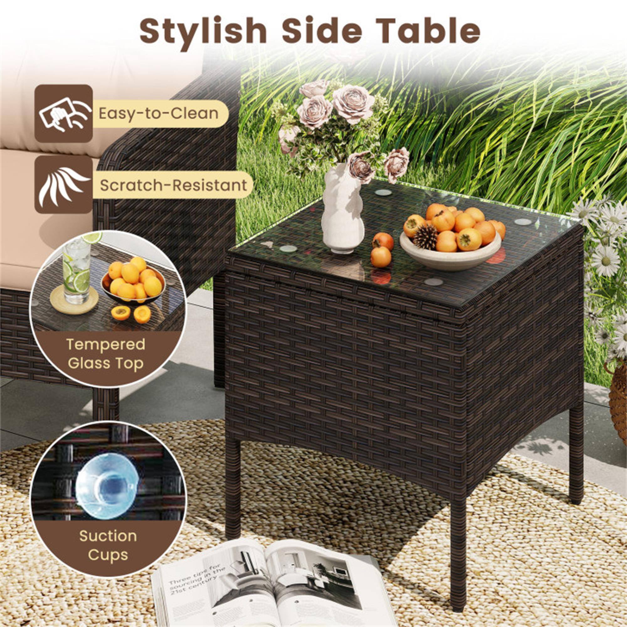 Stylish Side Table

- Easy-to-Clean
- Scratch-Resistant
- Tempered Glass Top
- Suction Cups