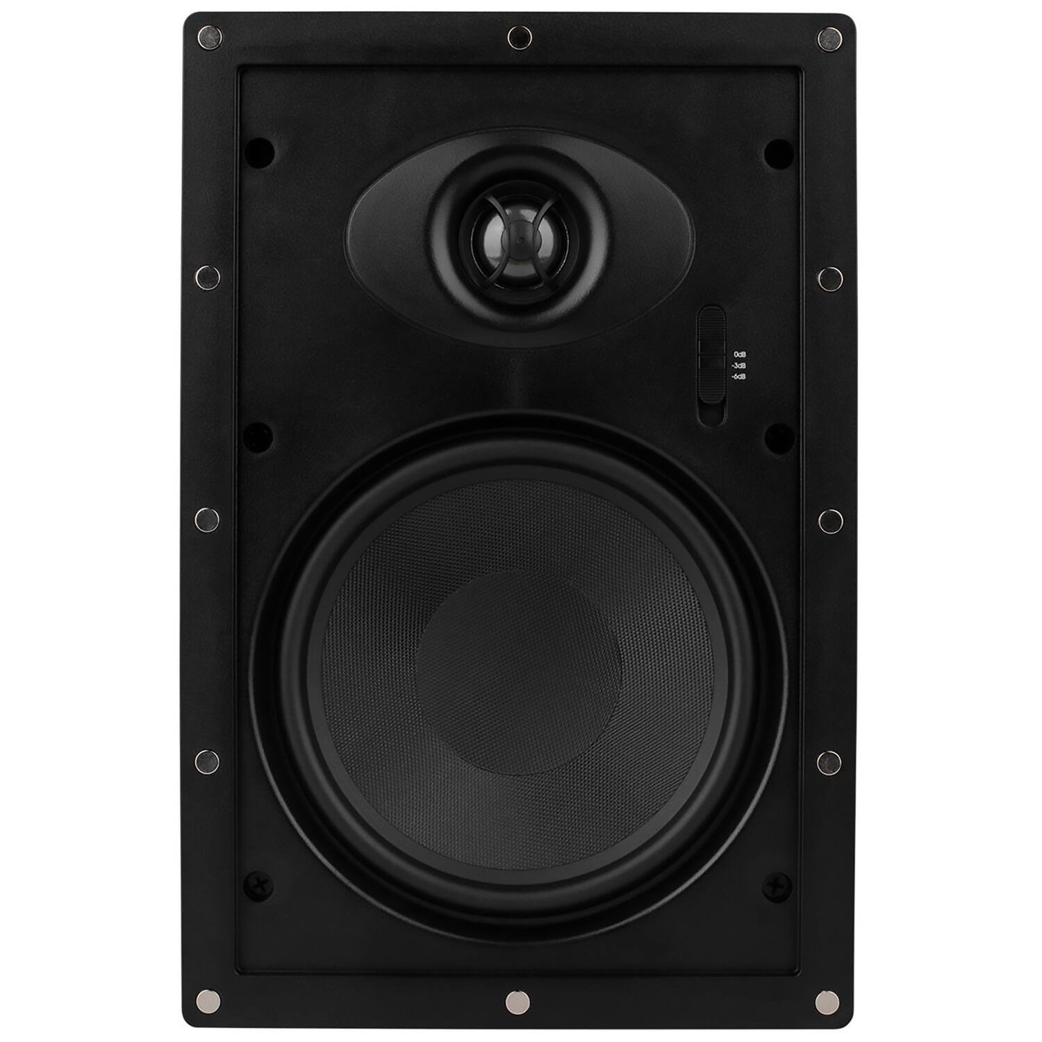 Angle. Dayton Audio - Micro-Edge ME652W 6.5" 50W RMS L/R/Surround In-Wall Speaker, Aramid Fiber Woofer, Pivoting Silk-Dome Tweeter, 8 Ohms - White.