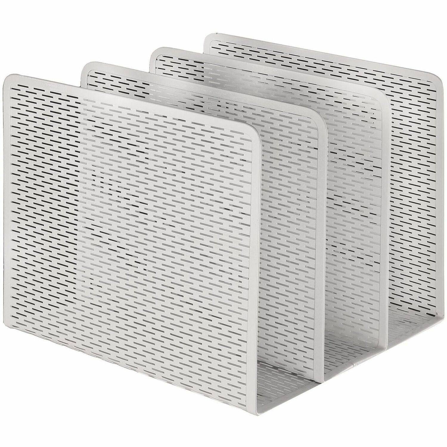 Front. Artistic - Artistic Urban Coll. Metal File Sorter 3 Compartment 7.25 x 8 x 8 Desktop  Scratch Resistant Reinforced Rounded Edge - White.