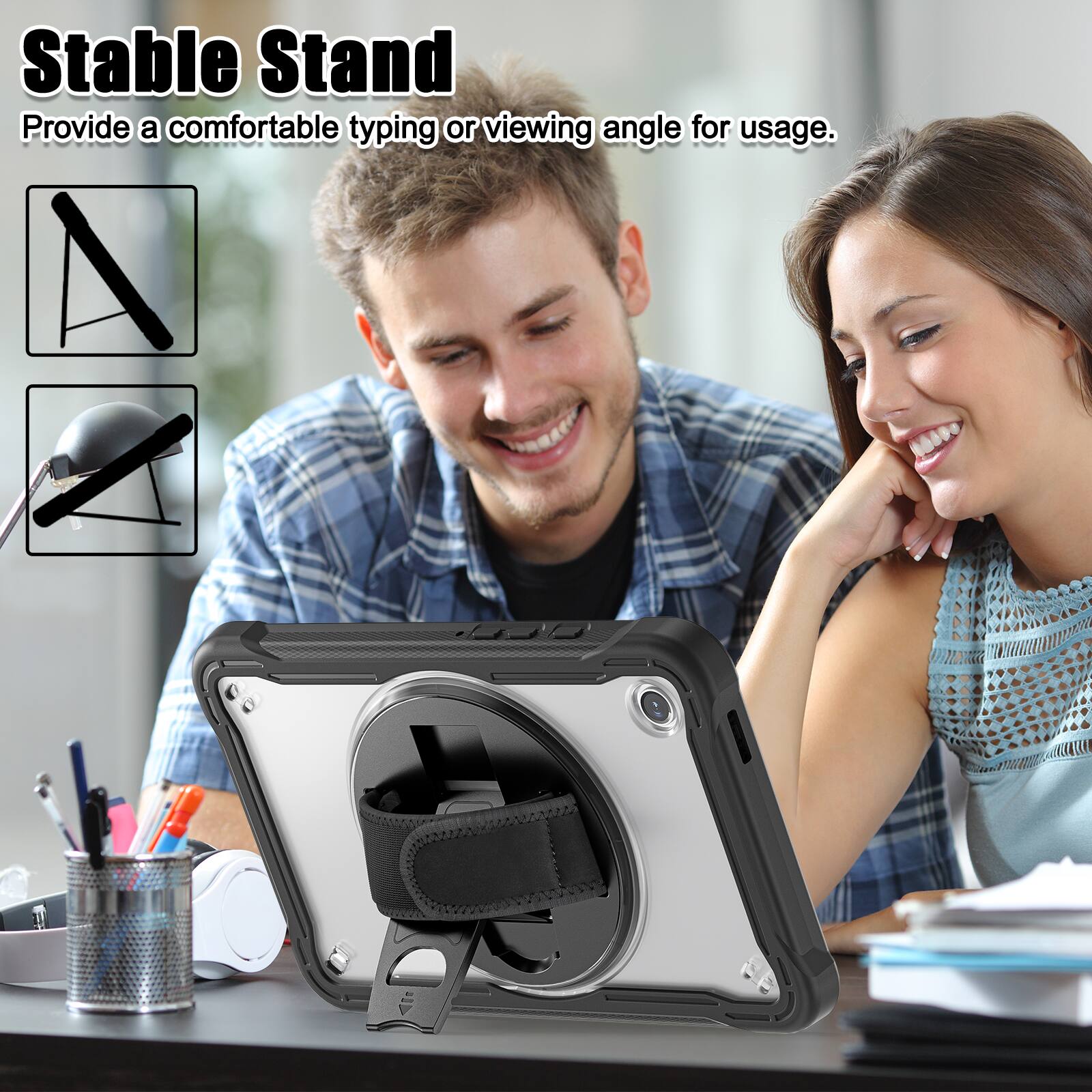 Stable Stand  
Provide a comfortable typing or viewing angle for usage.