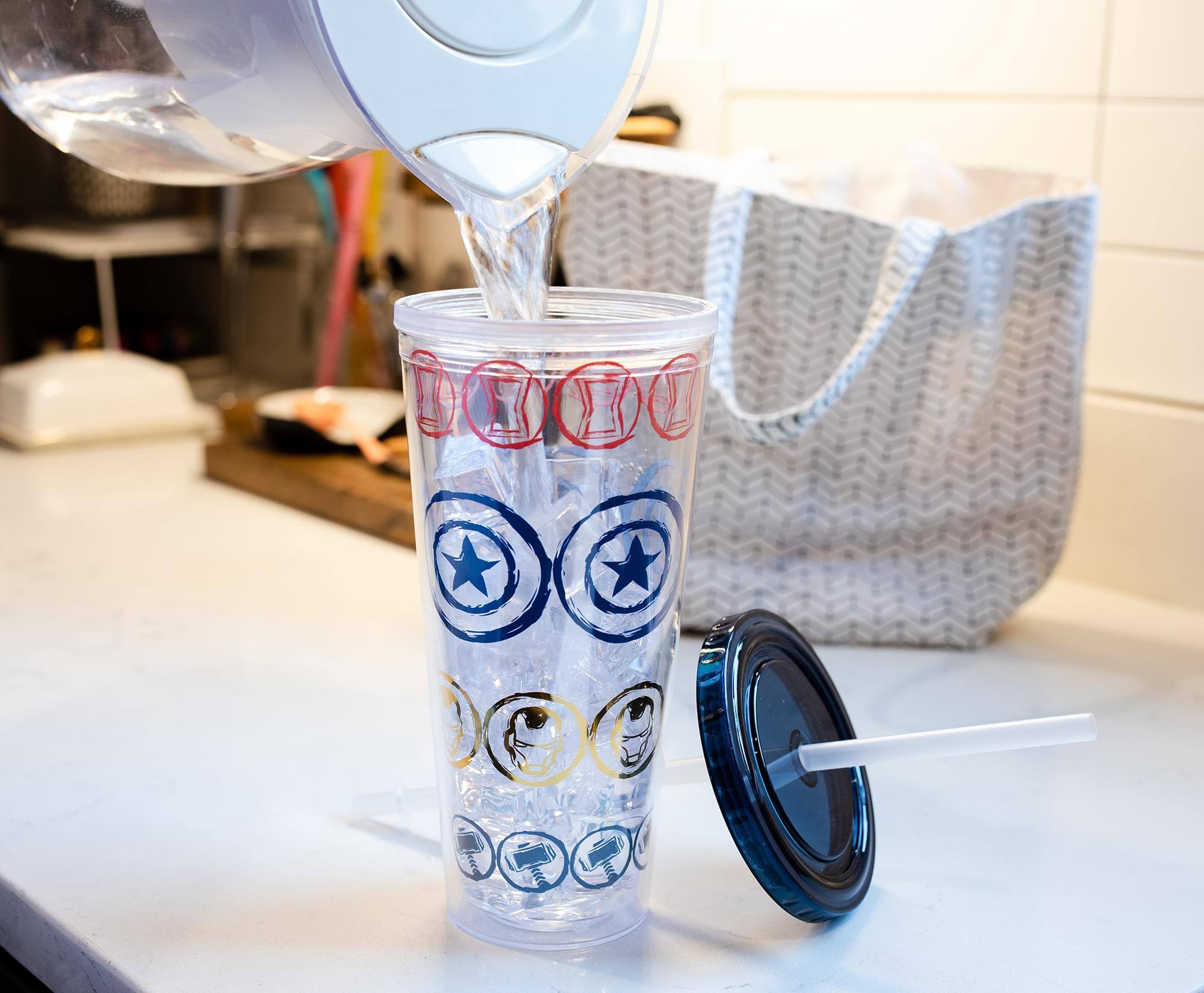 Alt View 10. Marvel - Marvel Icons Plastic Carnival Cup with Lid and Straw | Holds 16 Ounces - Clear.