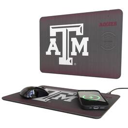 Keyscaper - Texas A&M Aggies Linen Print Wireless Charger & Mouse Pad - Black