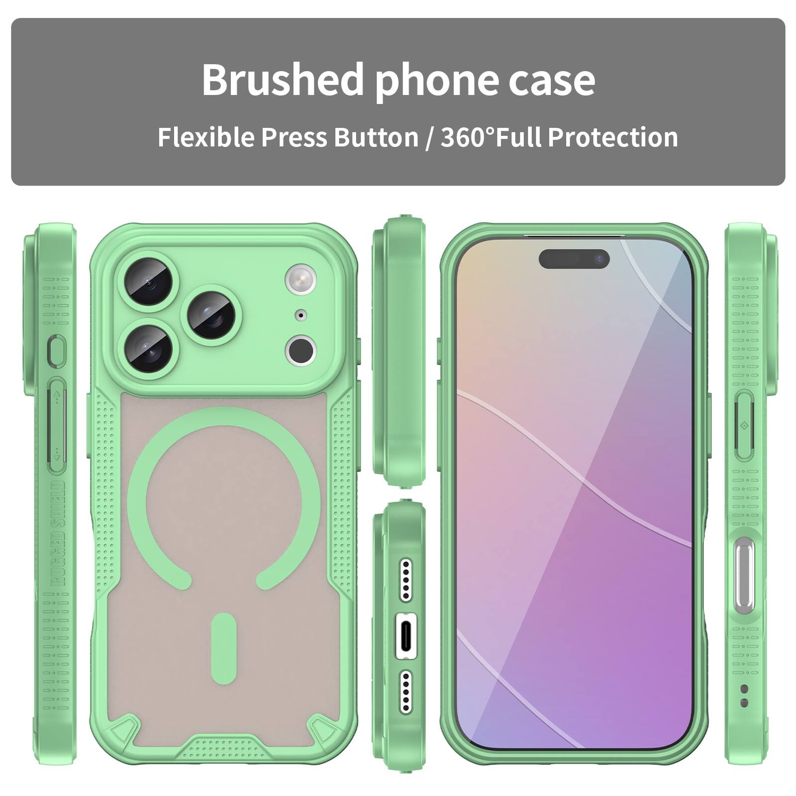 Brushed phone case  
Flexible Press Button / 360° Full Protection