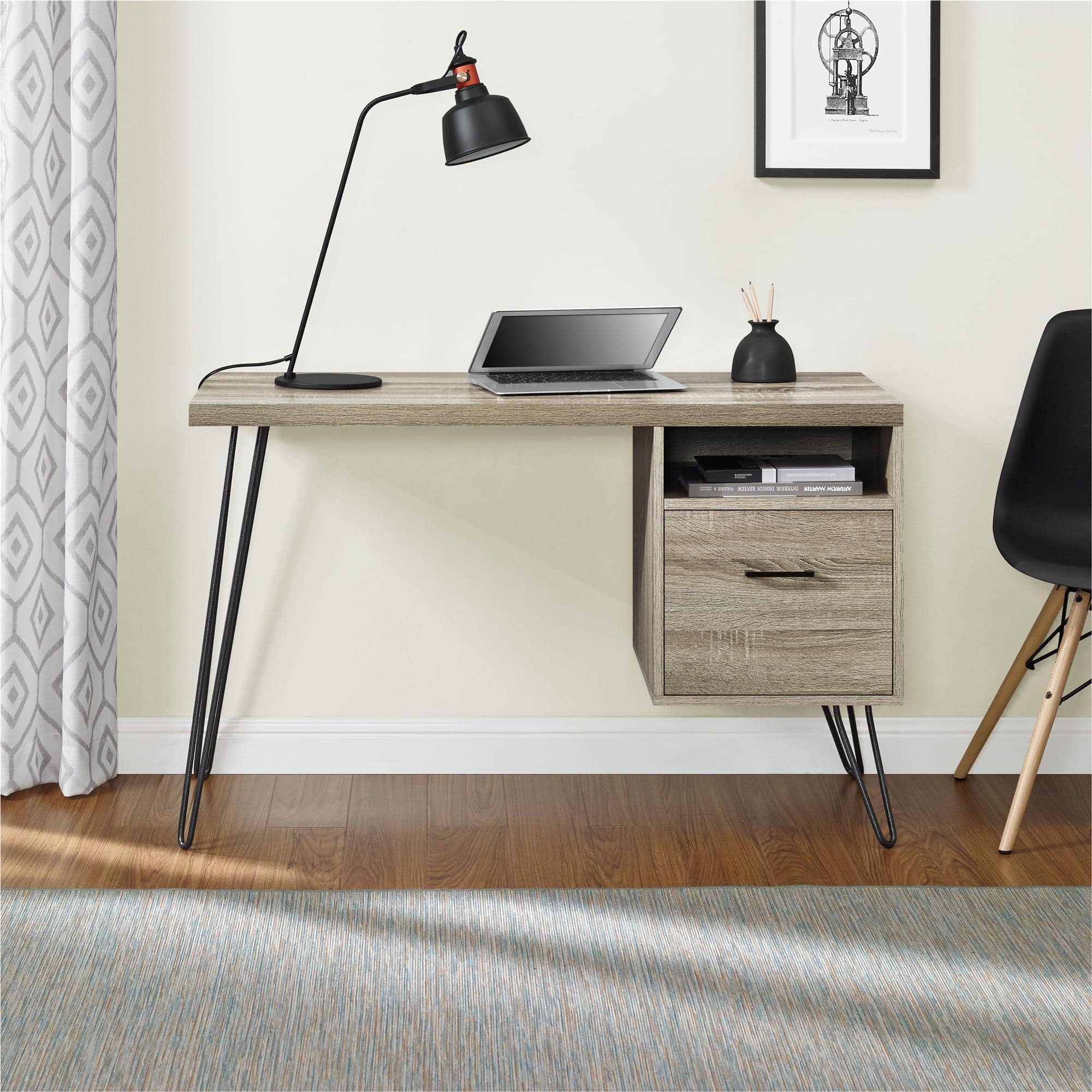 Aukfa - Computer Desk - Compact 45"W Laminated Particleboard, 60lb Top Capacity, File Drawer & Open Cubby Storage