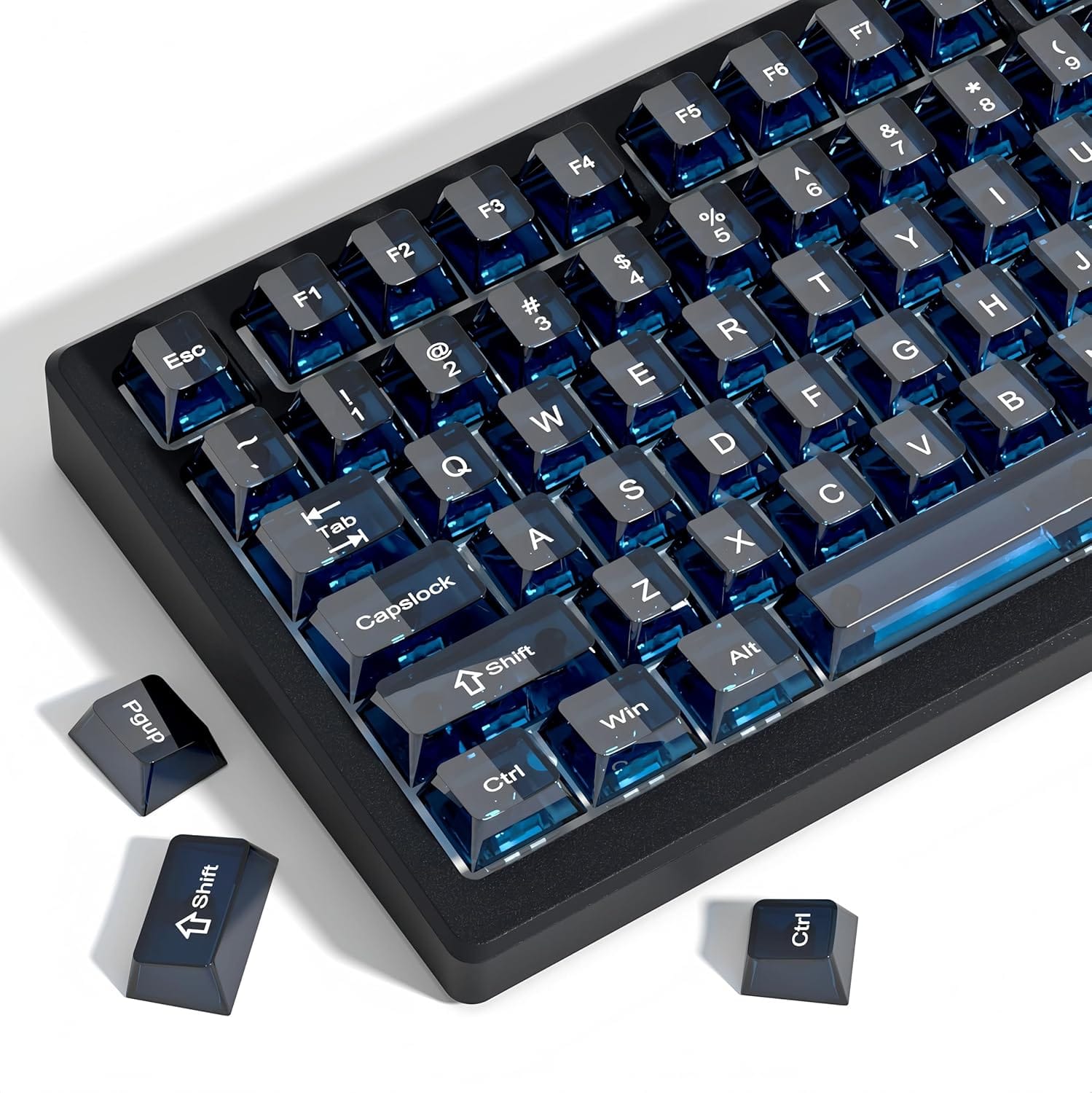 Womier - Crystal Jelly keycaps ,Transparent Style Cute keycap for All US layout Mx Cherry Mechanical Keyboard - Blue