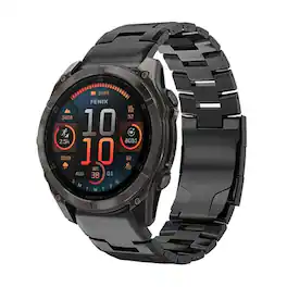 StrapsCo - Vented Titanium Bracelet QuickFit 26 Metal Watch Band Strap For Garmin Fenix 8 & 8 Pro – 51mm - Black