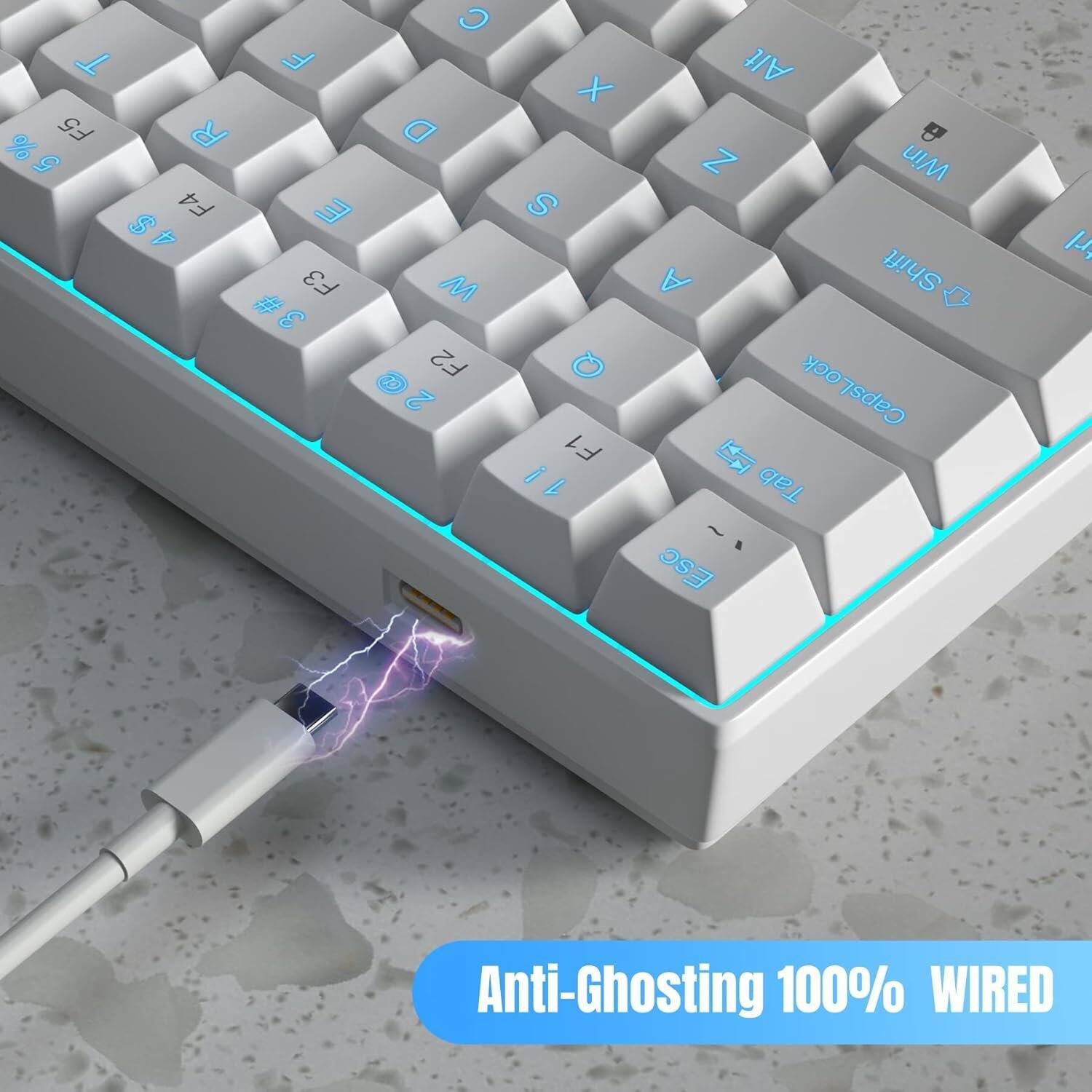 F5 5% 5  
F4  
F3 #  
F2 2  
F1  
Alt Win Shift CapsLock Tab Esc  
M  
Anti-Ghosting 100% WIRED