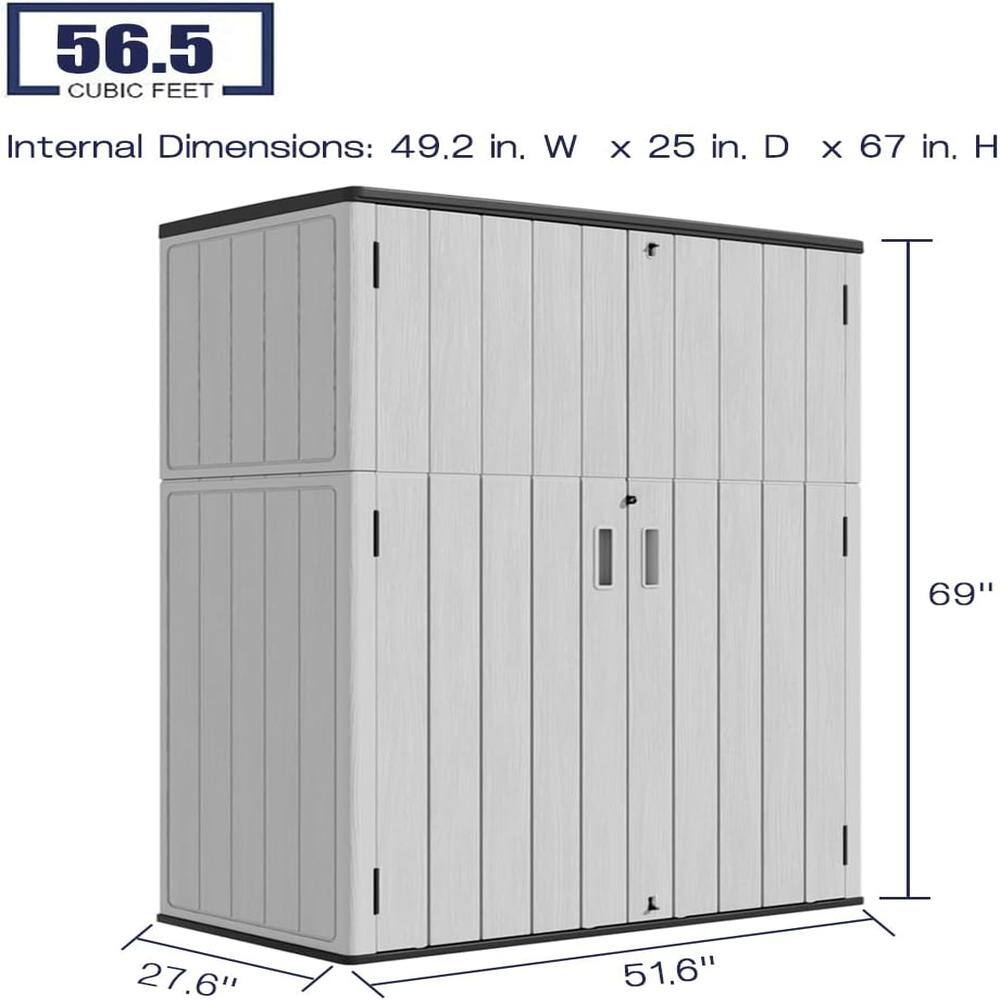 56.5 CUBIC FEET

Internal Dimensions: 49.2 in. W x 25 in. D x 67 in. H

69"  
51.6"  
27.6"