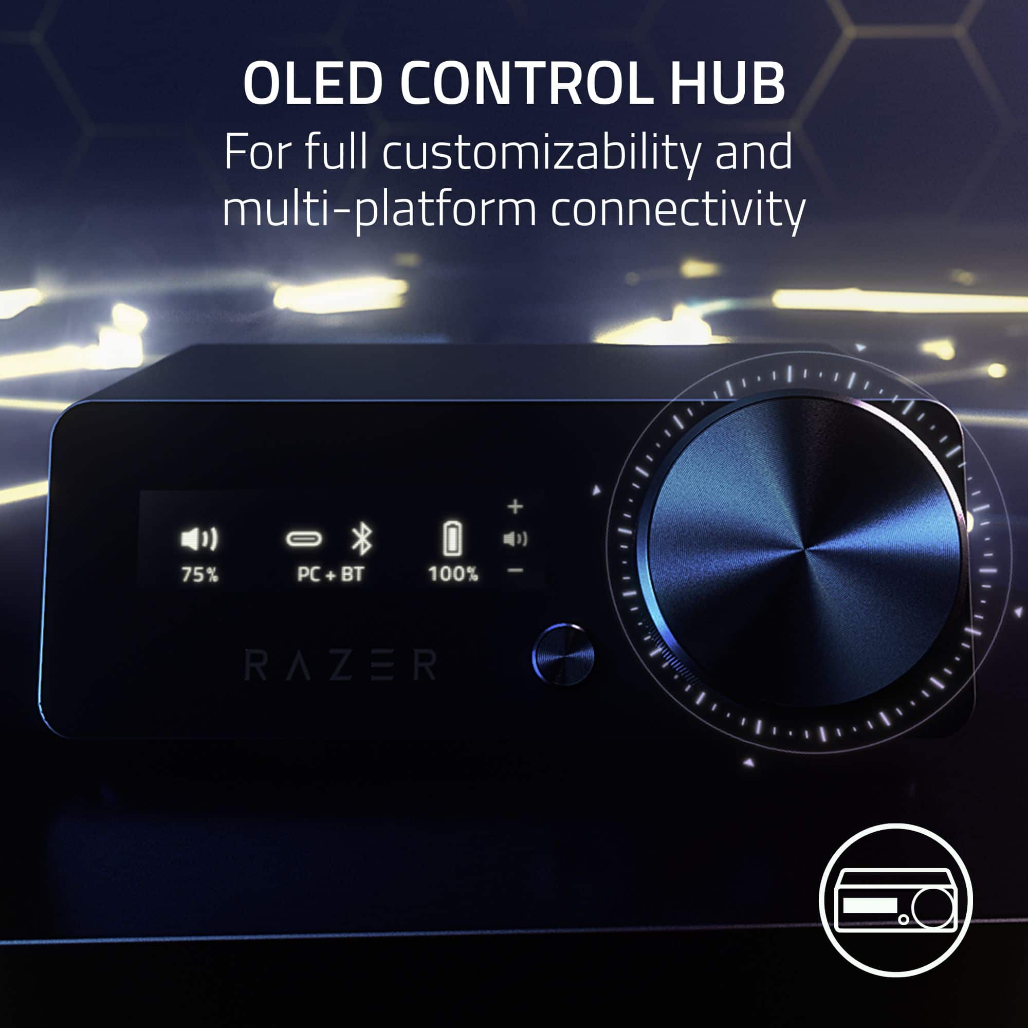 OLED CONTROL HUB For full customizability and multi-platform connectivity + 75% PC + BT 100% - RAZER