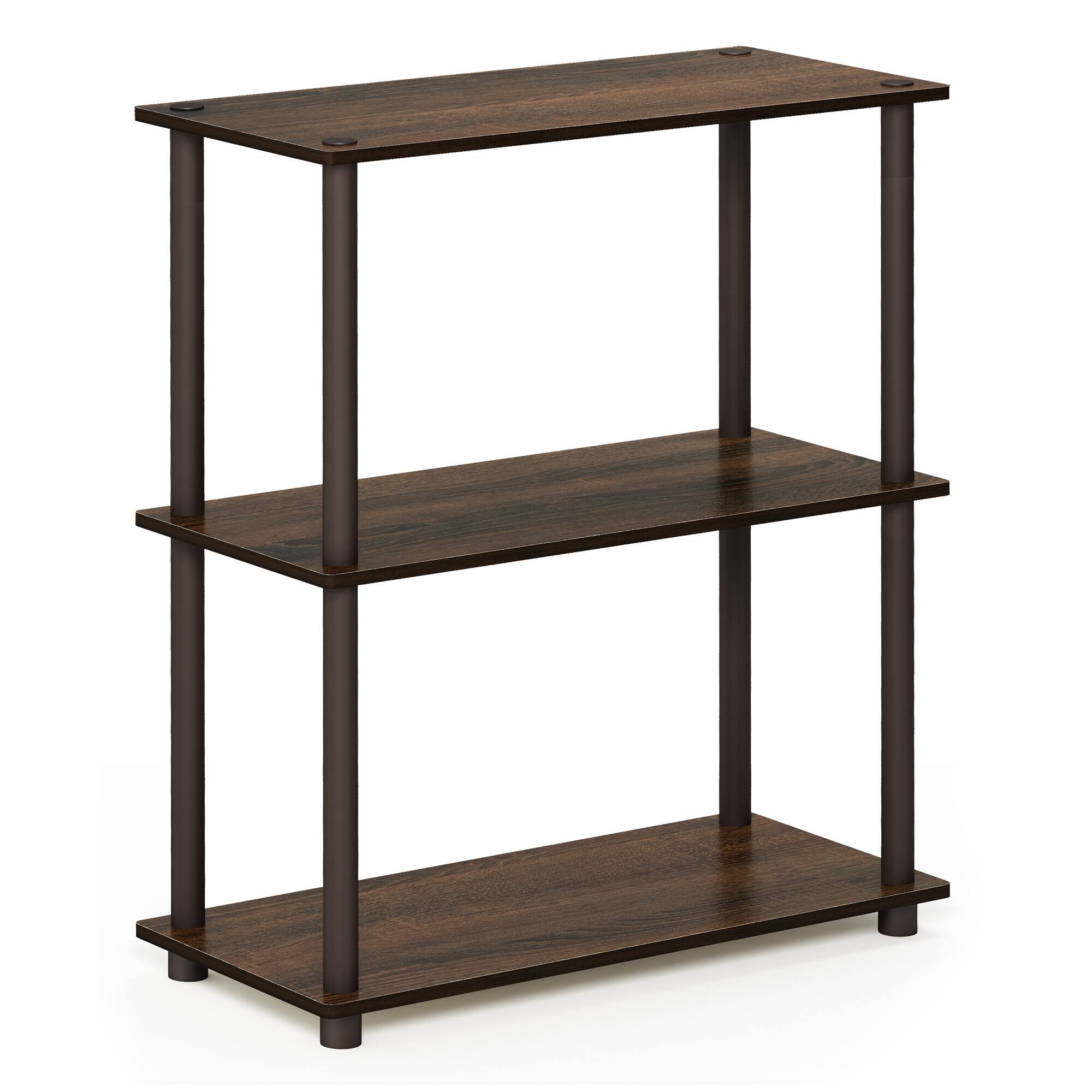 Front. Furinno - Turn-N-Tube 3-Tier Compact Multipurpose Shelf Display Rack, Walnut/Brown - Walnut/Brown.