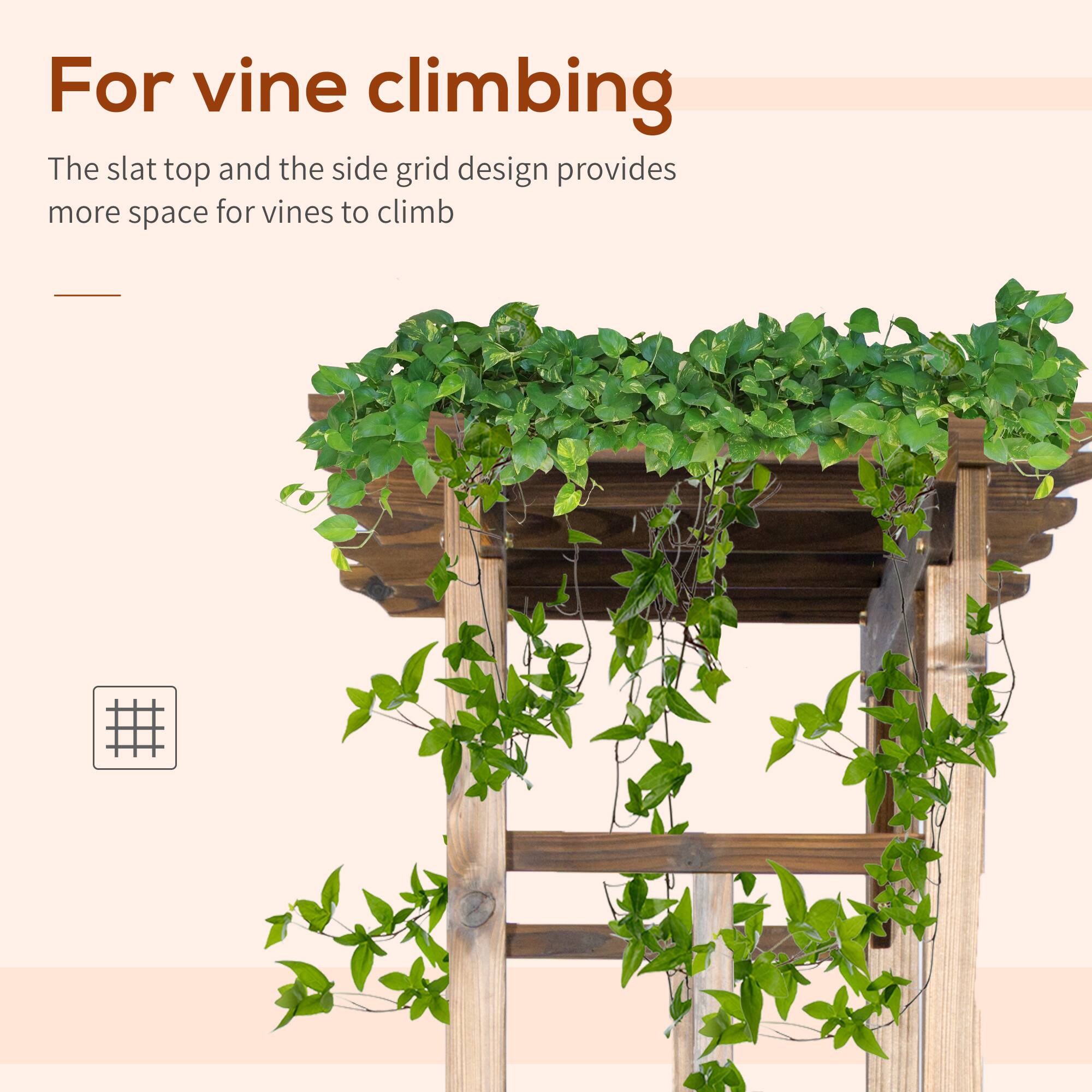 For vine climbing
The slat top and the side grid design provides more space for vines to climb