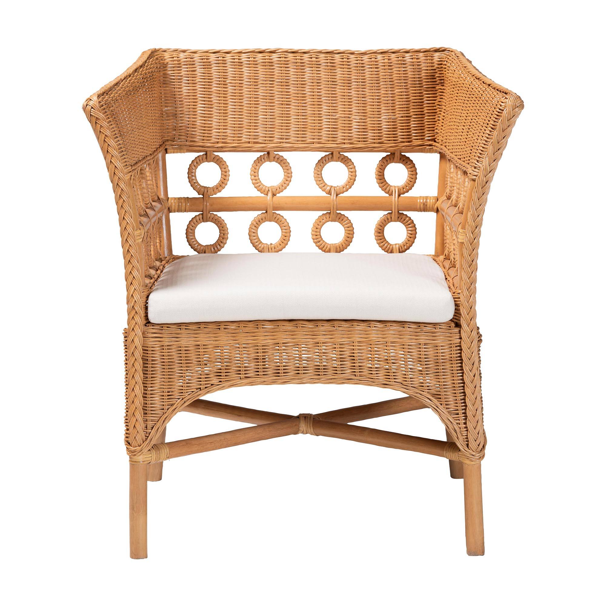 Angle. bali & pari - Oxford Bohemian Rattan Arm Chair - Light Honey.