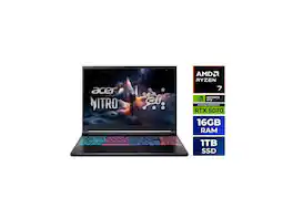 Acer - Nitro V 16" WQXGA 180Hz IPS Gaming Laptop, Ryzen 7 260, 16GB DDR5, 1TB SSD, RTX 5070, Obsidian - Black
