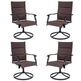 Gymax - Padded Patio Swivel Chairs Set of 4 Ergonomic Outdoor Dining Chairs w/High Back - Brown