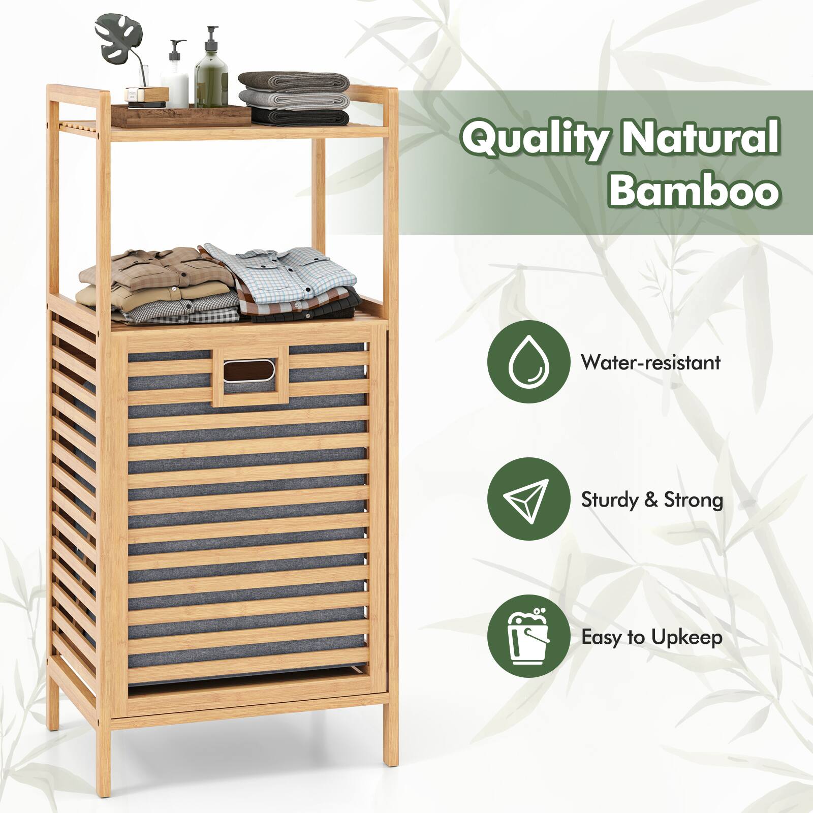 Quality Natural Bamboo  
- Water-resistant  
- Sturdy & Strong  
- Easy to Upkeep