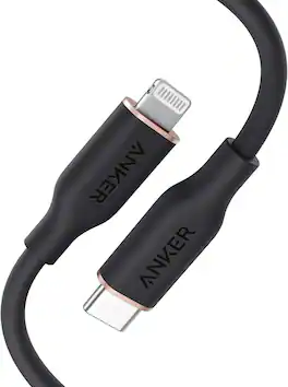 Anker - USB C to Lightning Cable, Powerline III Flow Silicone Charging Cable - Midnight Black