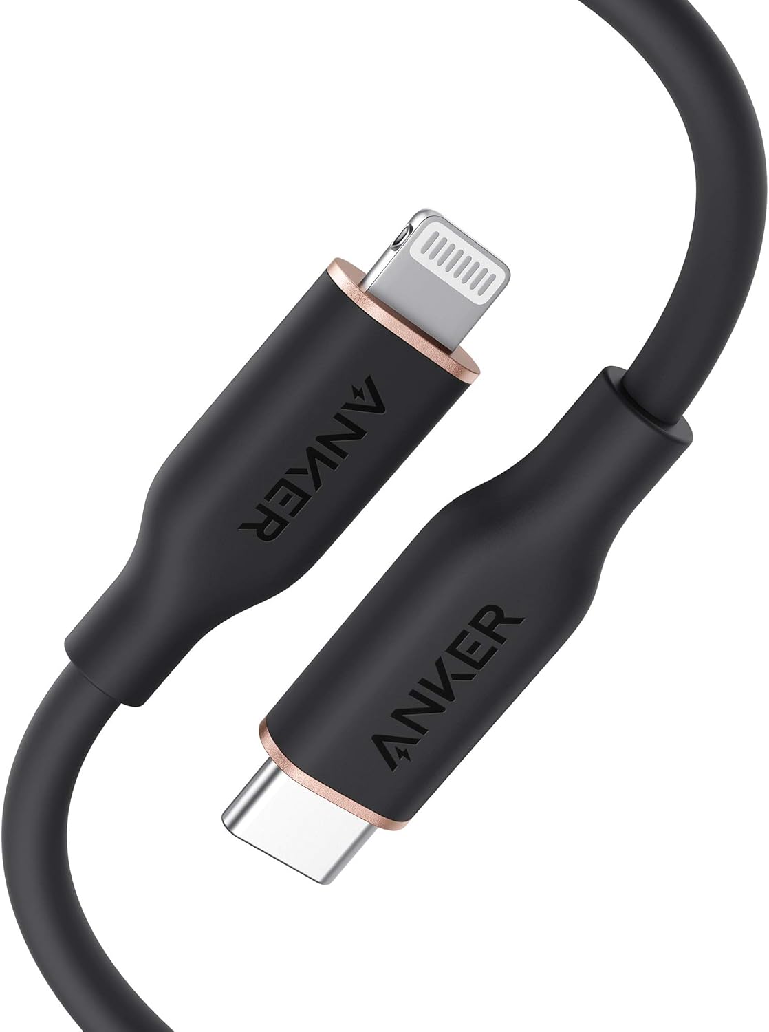 Anker - USB C to Lightning Cable, Powerline III Flow Silicone Charging Cable - Midnight Black