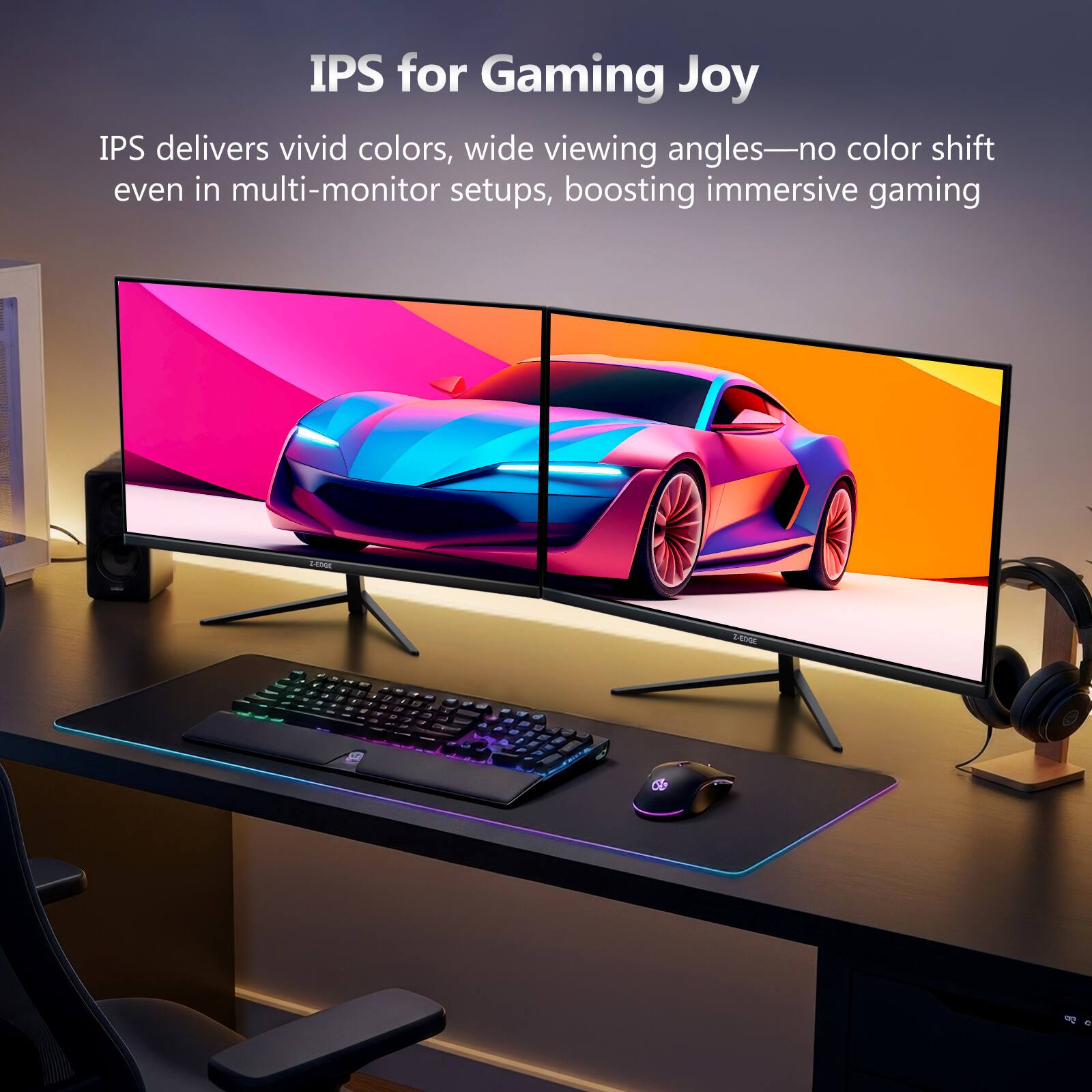 IPS for Gaming Joy

IPS delivers vivid colors, wide viewing angles—no color shift even in multi-monitor setups, boosting immersive gaming