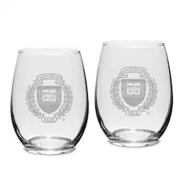 Jardine - Yale Bulldogs 2-Piece 15oz. Stemless Wine Glass Set - Multicolor