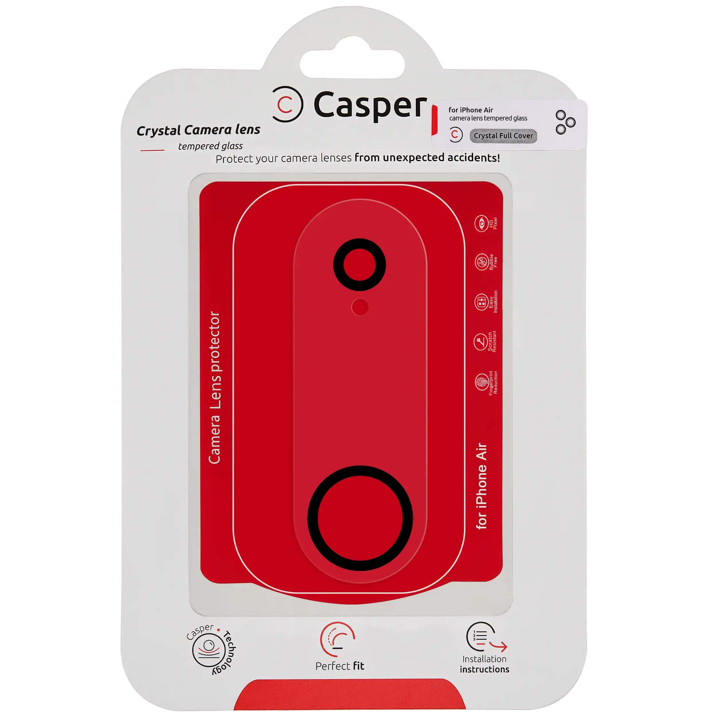 Casper - Camera Lens Protector Compatible For iPhone Air - Crystal Full Cover - Clear/Transparent