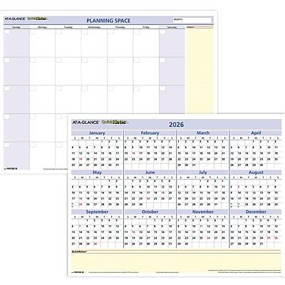 AT-A-GLANCE - 2026 QuickNotes 16" x 12" Yearly Dry Erase Wall Calendar, Reversible - Multicolor