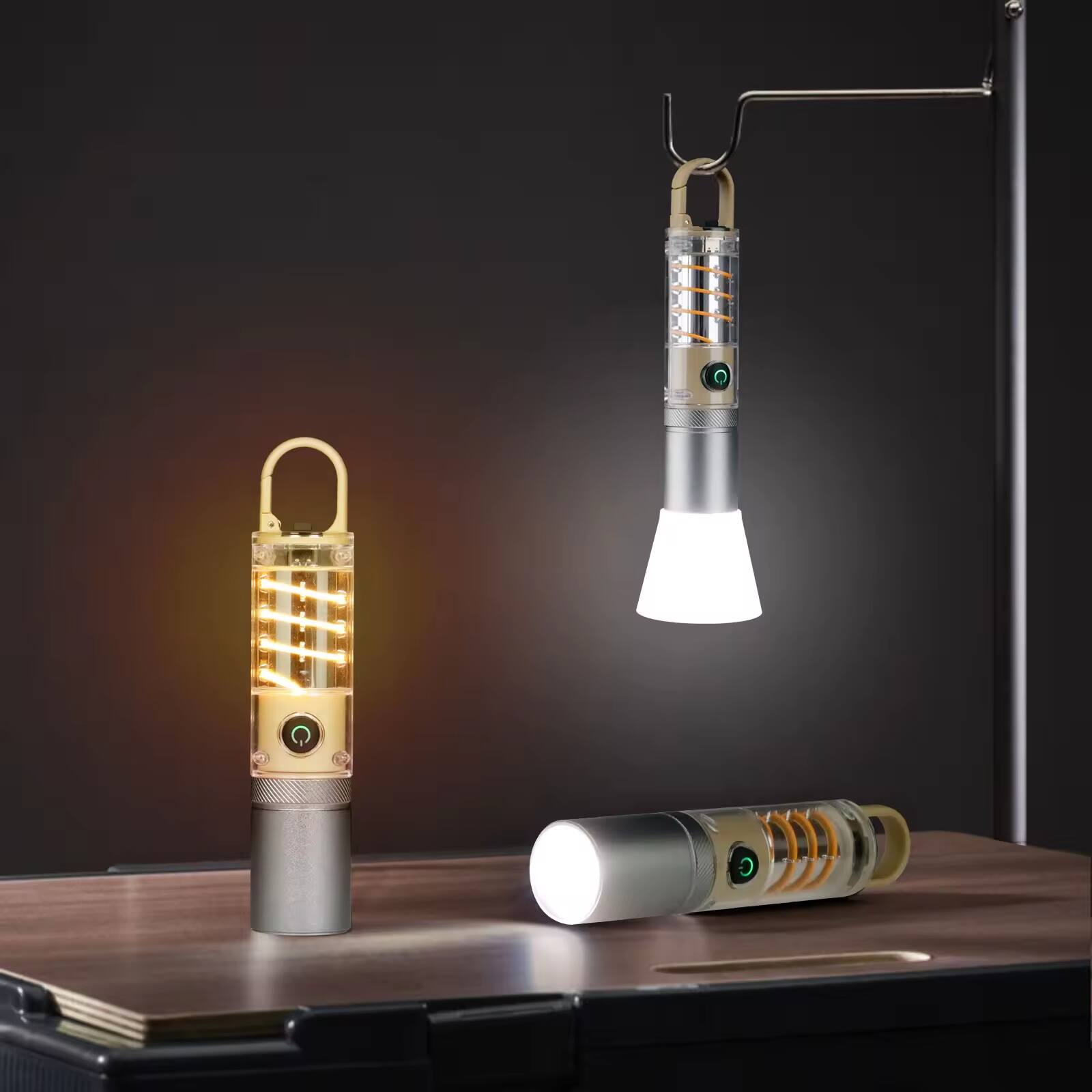 Alt View 4. Cluzine - Rechargeable LED Flashlight, Dual Light Source,Camping Lantern for Hiking.