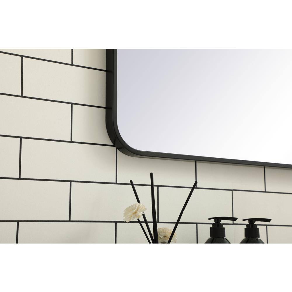 Alt View 2. Elegant Decor - Soft corner metal rectangular mirror 30x48 inch in Black - Black.