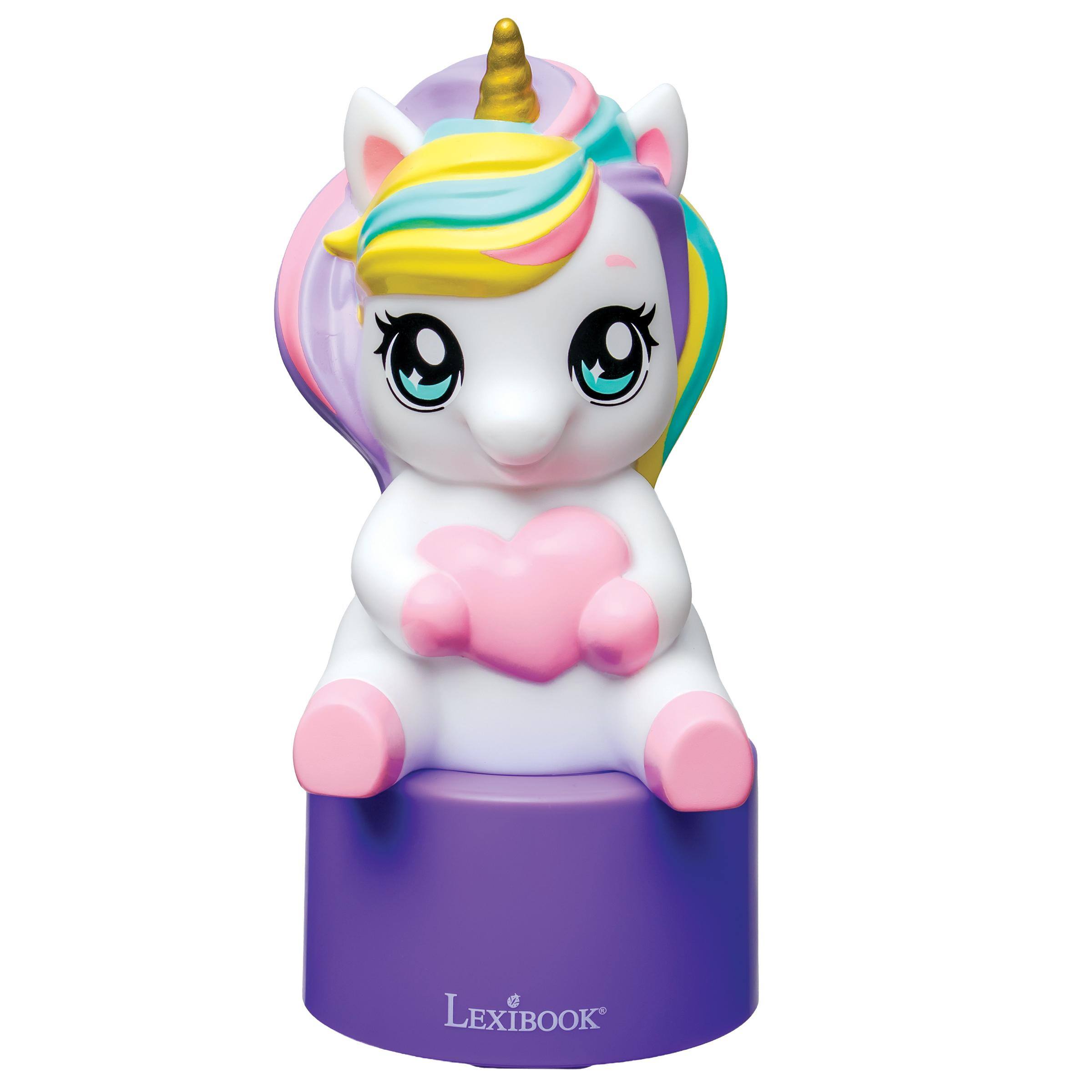 Front. Lexibook - Unicorn, nightlight Bluetooth speaker with colour changing LED light, auto shut off timer, portable rechargeable battery.