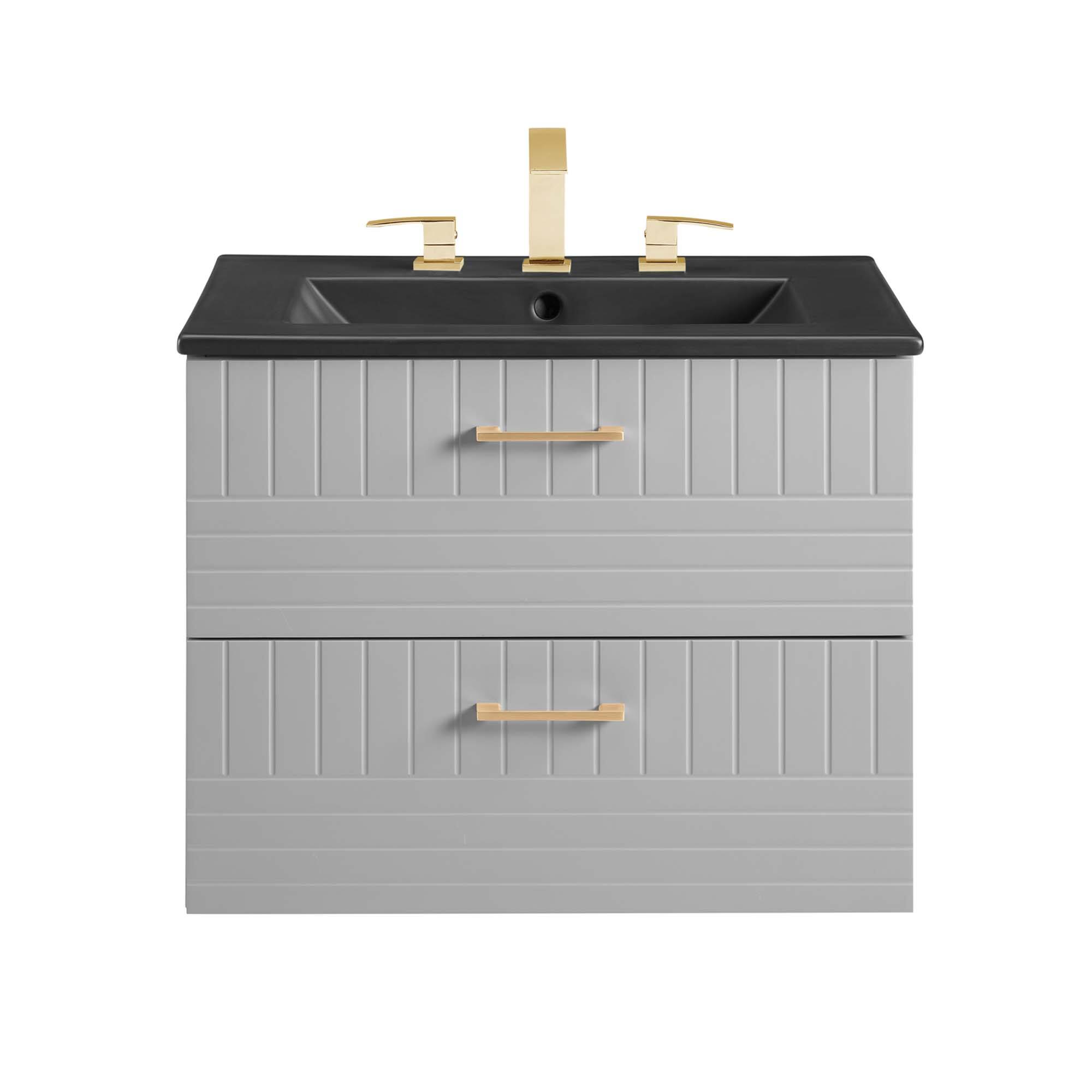 Alt View 3. Modway - Daybreak Wall-Mount Bathroom Vanity Basin Included by Modway - Light Gray Black.