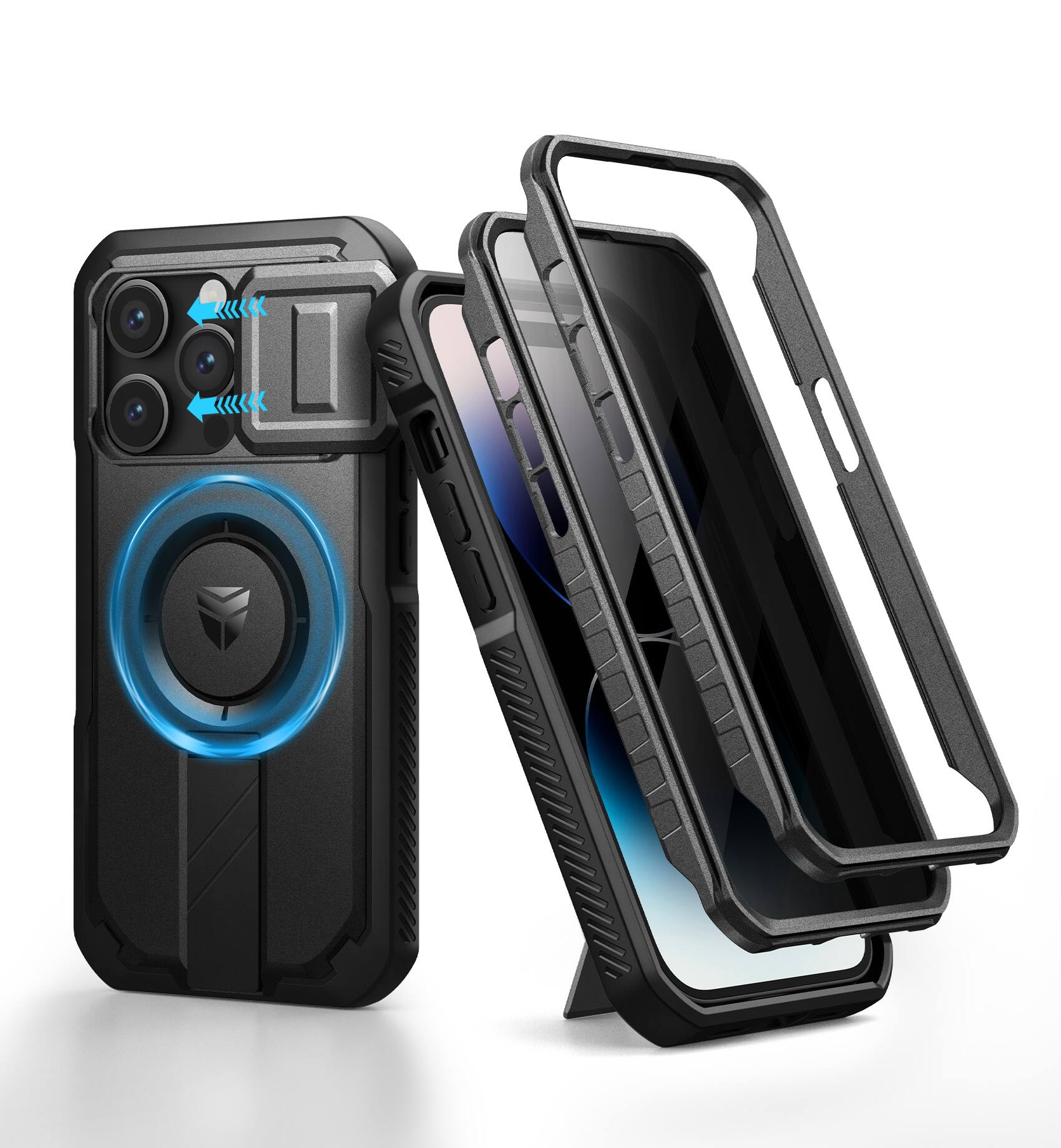 Angle. Dexnor - Case for iPhone 14 Pro with Privacy Screen Protector Compatible with MagSafe Rugged Bumper Magnetic Protective Case - Privacy Black.