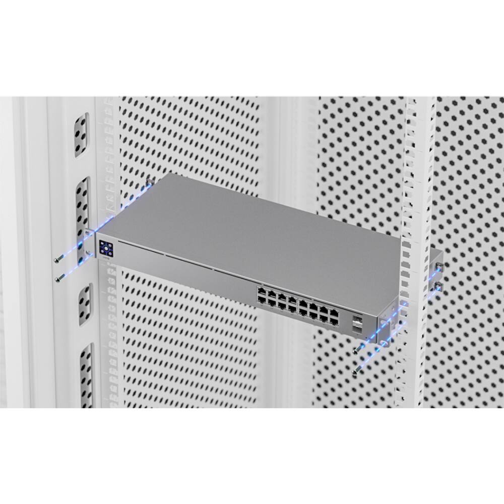 Alt View 3. Ubiquiti - 16-Port Gigabit PoE+ Compliant Managed Switch USW-16-POE - Gray.