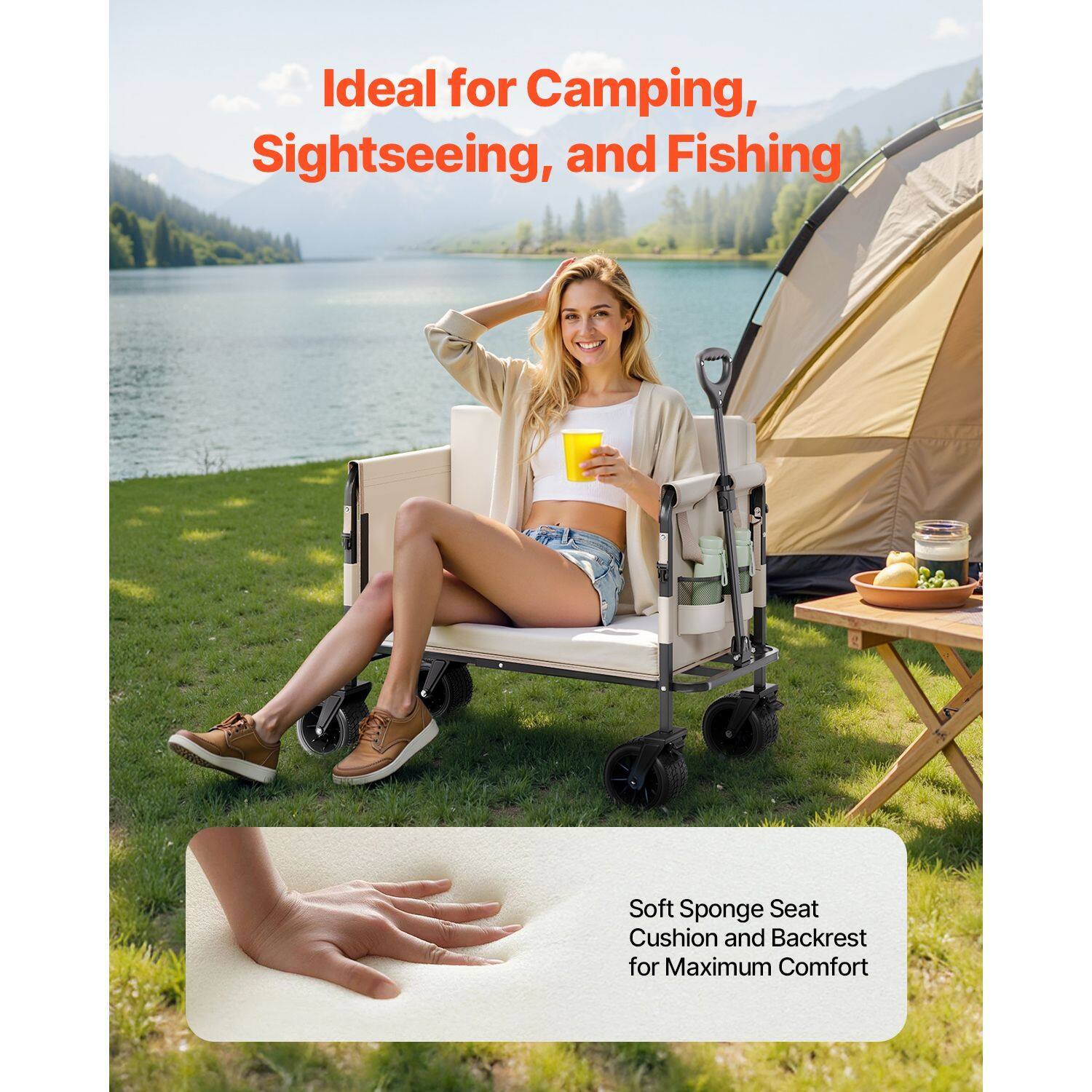 Ideal for Camping, Sightseeing, and Fishing

Soft Sponge Seat Cushion and Backrest for Maximum Comfort