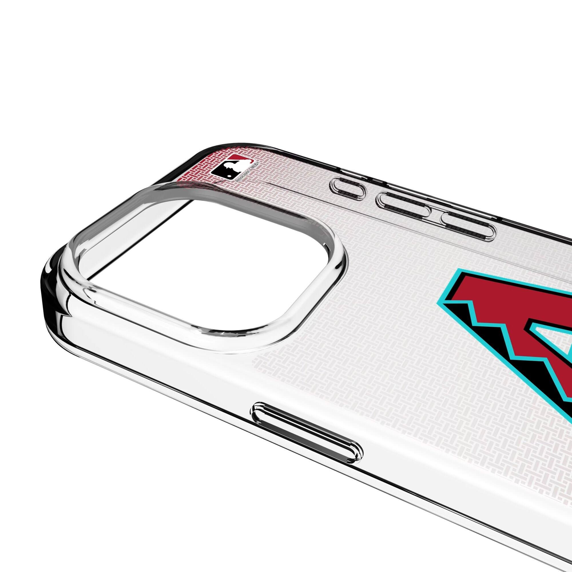 Alt View 2. Keyscaper - Arizona Diamondbacks Linen Logo iPhone Clear Case - 14 - Multicolor.