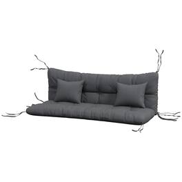 Resenkos - Tufted Bench Seat Pad, Charcoal Outdoor Bench Cushions with 2 Pillows, Replacement Bench Pad - Charcoal Gray