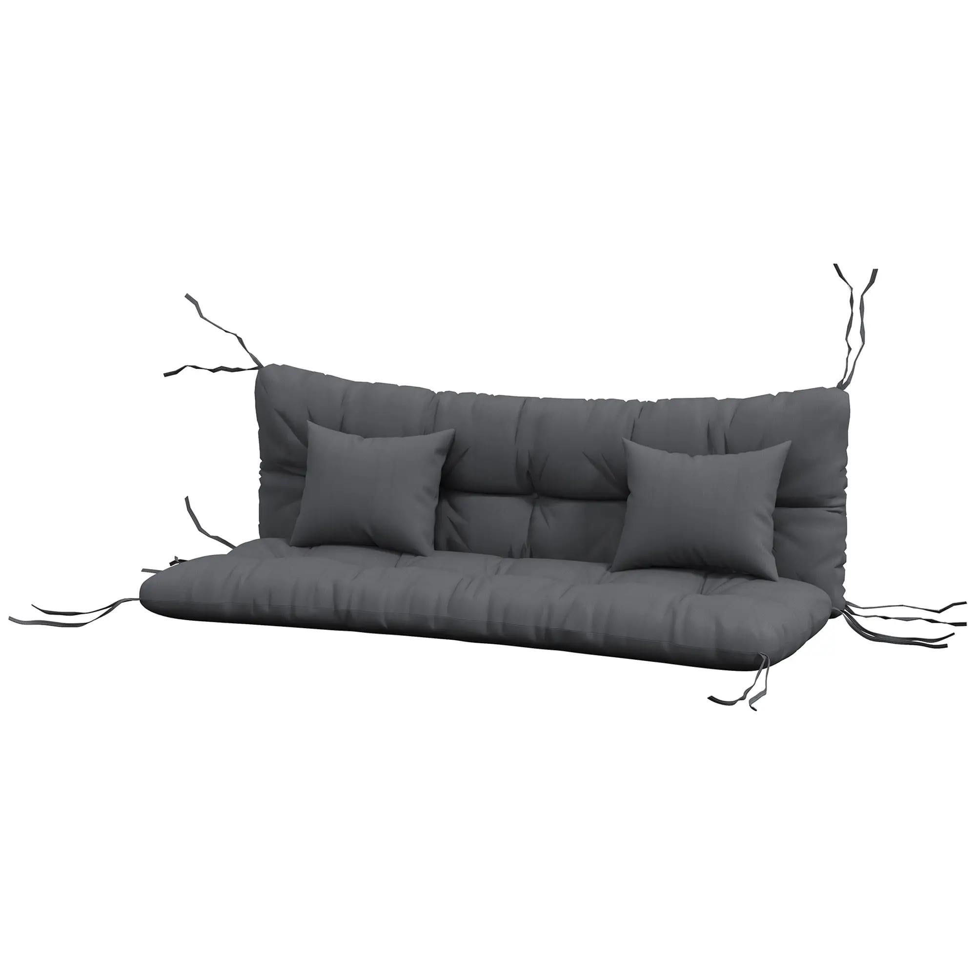 Front. Resenkos - Resenkos Tufted Bench Seat Pad, Charcoal Outdoor Bench Cushions with 2 Pillows, Replacement Bench Pad, Charcoal Gray - Charcoal Gray.