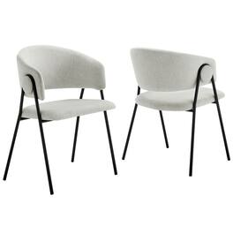 Nella Upholstered Heathered Chenille Dining Chairs Set of 2 by Modway - Black