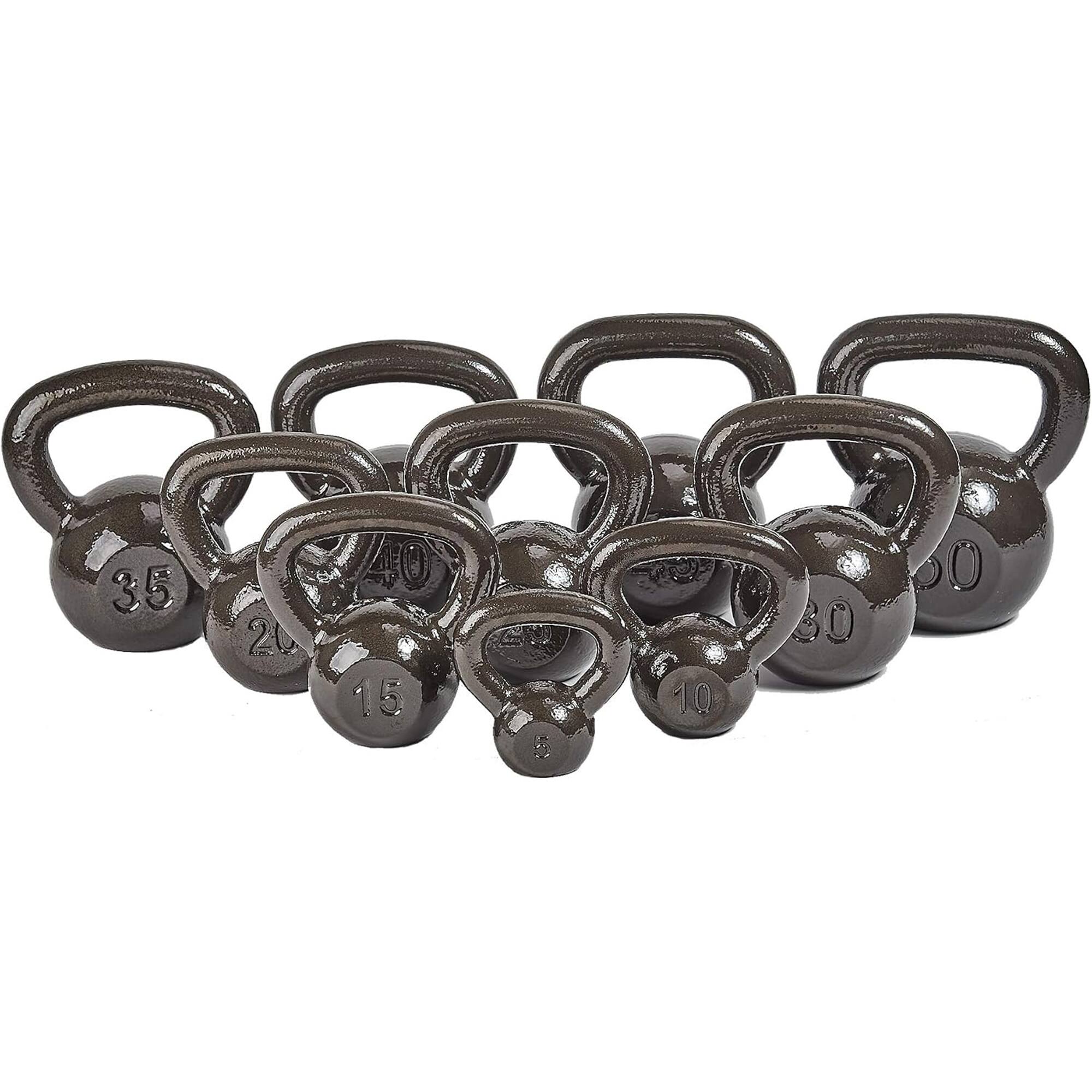 Alt View 3. BalanceFrom Fitness - BalanceFrom Cast Iron Kettlebell for Home Gym Strength Training, 20 Lb, Grey - Grey.