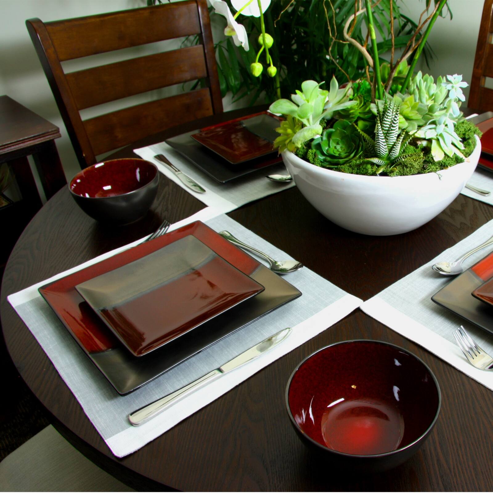 Alt View 3. Gibson - Gibson Elite Decadence 12 Piece Square Dinnerware Set - Assorted.