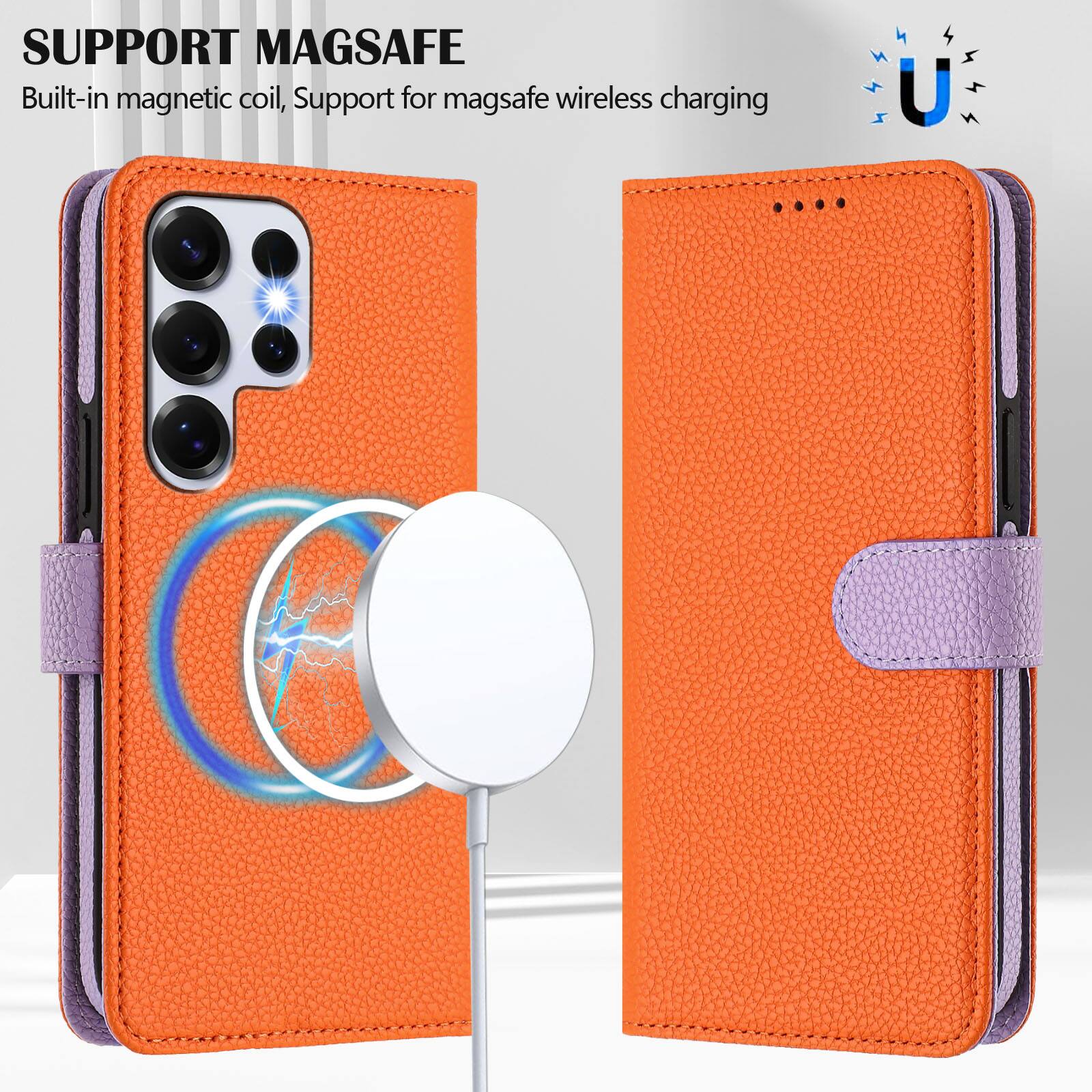SUPPORT MAGSAFE  
Built-in magnetic coil, Support for magsafe wireless charging