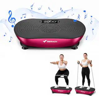 MERACH - Vibration Plate for Lymphatic Drainage Weight Loss Muscle Activation LED Touch Screen Bluetooth Plate Vibration - Pink