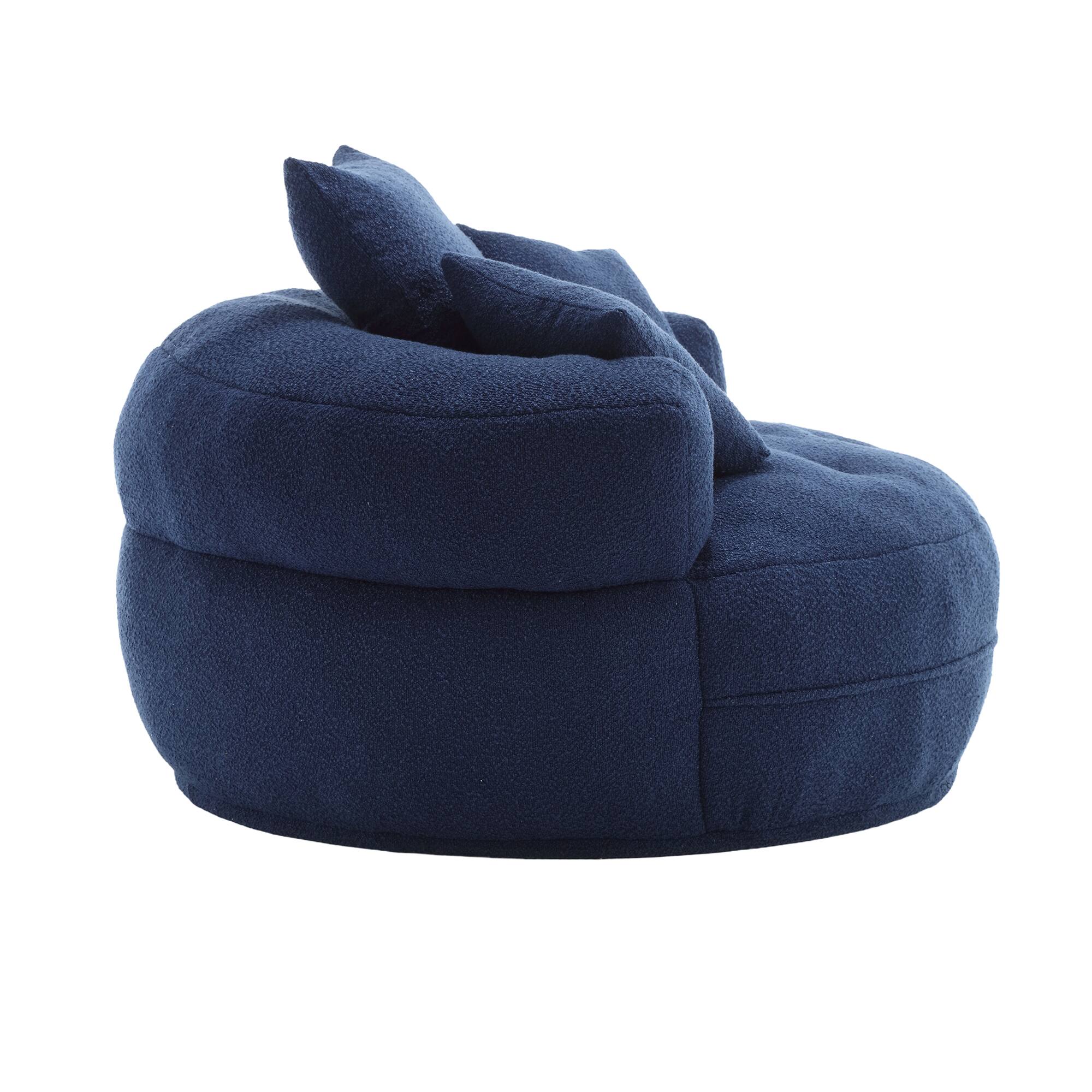 Back. GOODSILO - Chenille Fluffy Sleeper Chair - Modern Single Sofa for Living Room, Bedroom, Lounge & Projection Room - No Assembly - Navy.