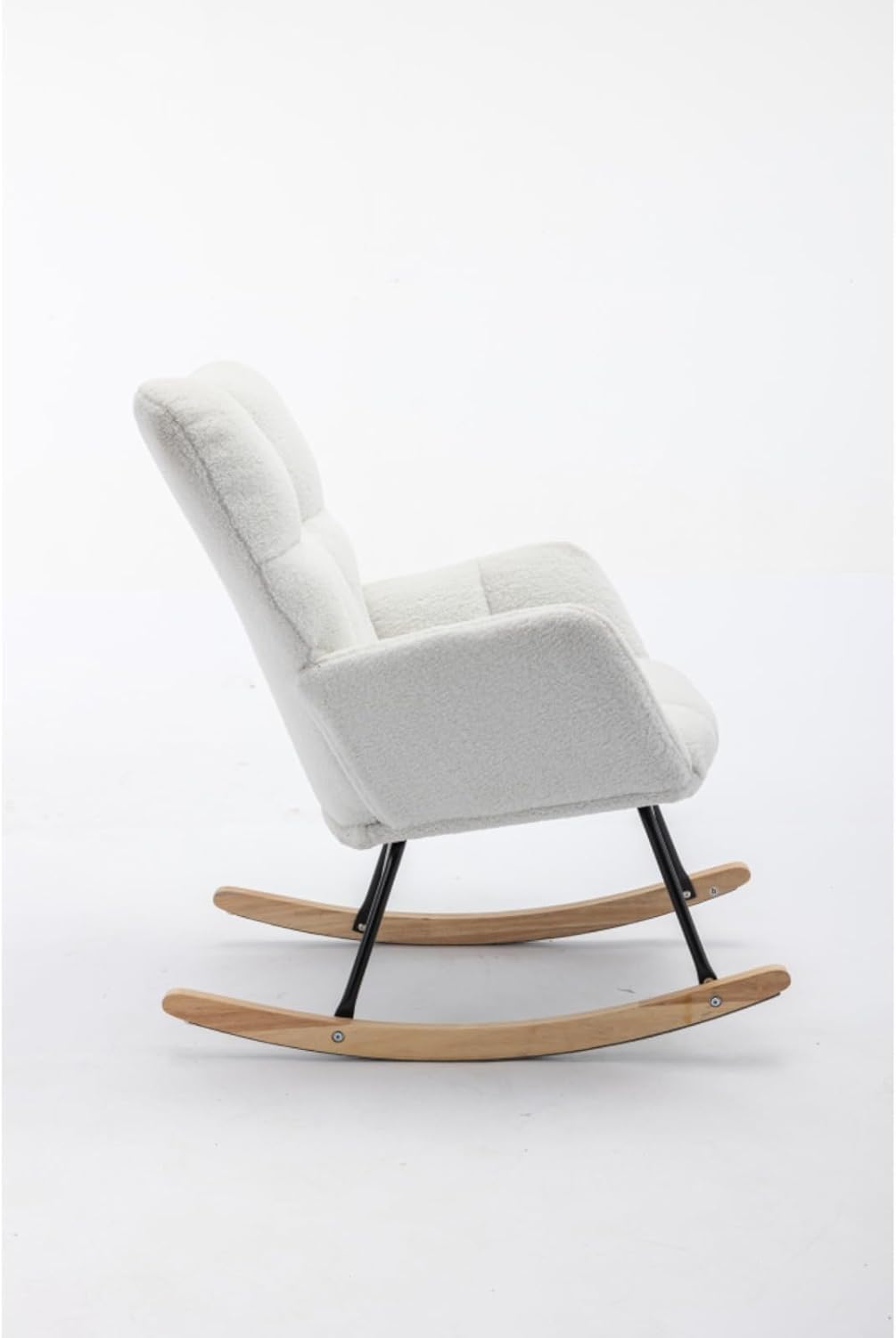 Alt View 8. Trinkets Crazed - Teddy Fabric Rocking Gilder Nursery Chair For Living Room Indoor - Ivory.