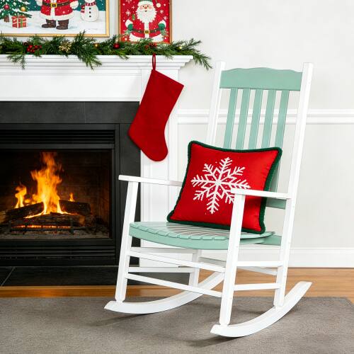 Alt View 8. Winado - 1PC 46in Classic Wooden Rocking Chair Oversized Porch with Armrest Durable Rocker for Indoor Outdoor Garden Patio - Mint Green.