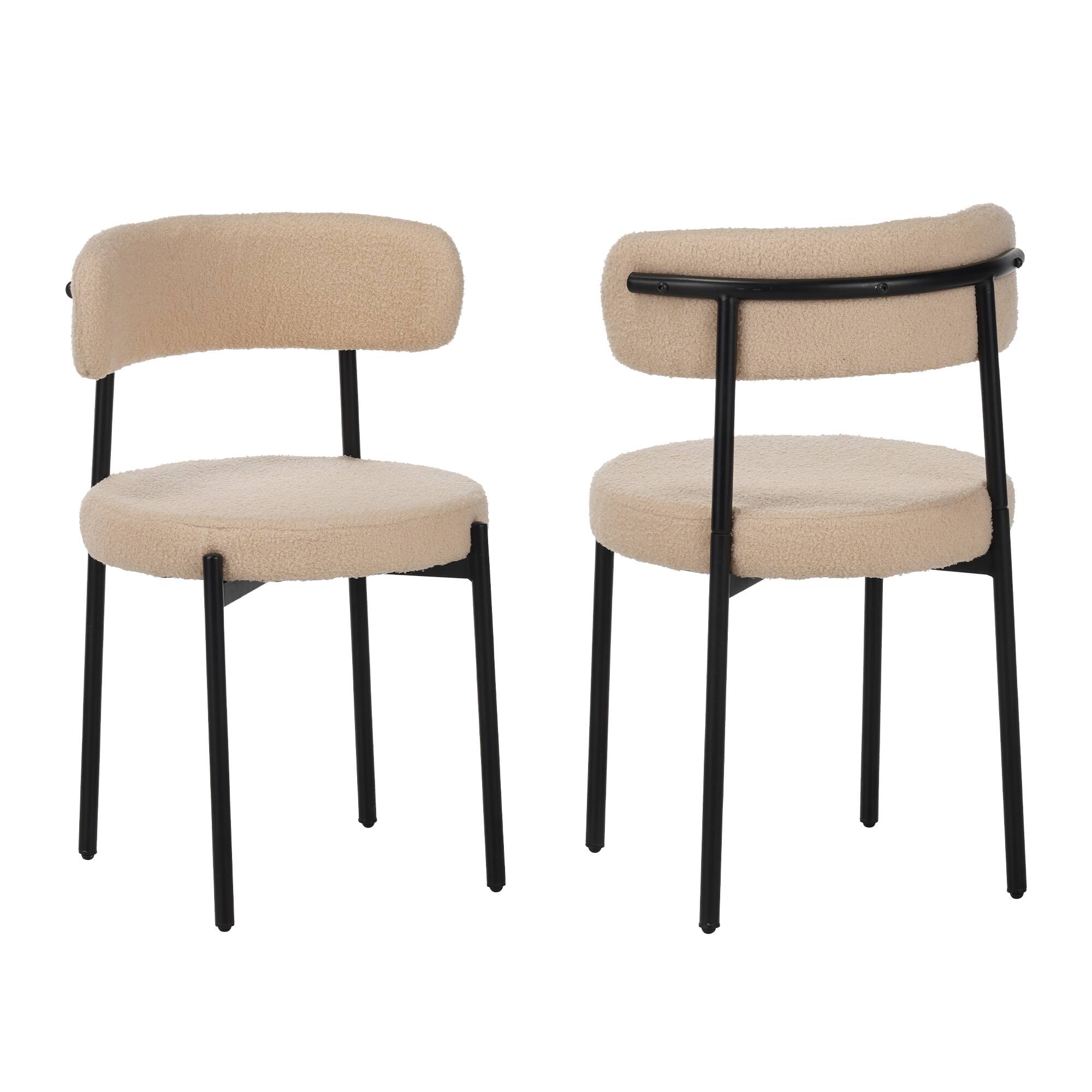 Alt View 4. Lirago - 19 Inch Medieval Modern Dining Chairs Set of 4 Upholstered Round Seat Cushions Curved Back Metal Legs - Beige.
