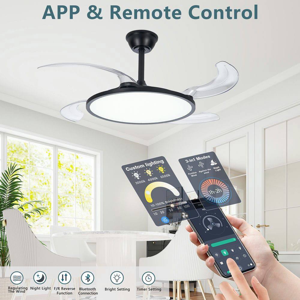 APP & Remote Control

Custom lighting
- 3000K
- 4000K
- 6500K
- 10-100% Brightness

3-in-1 Modes
- 1h-2h
- 8D

Regulating The Wind
Night Light
F/R Reverse Function
Bluetooth Connection
Bright Setting
Timer Setting