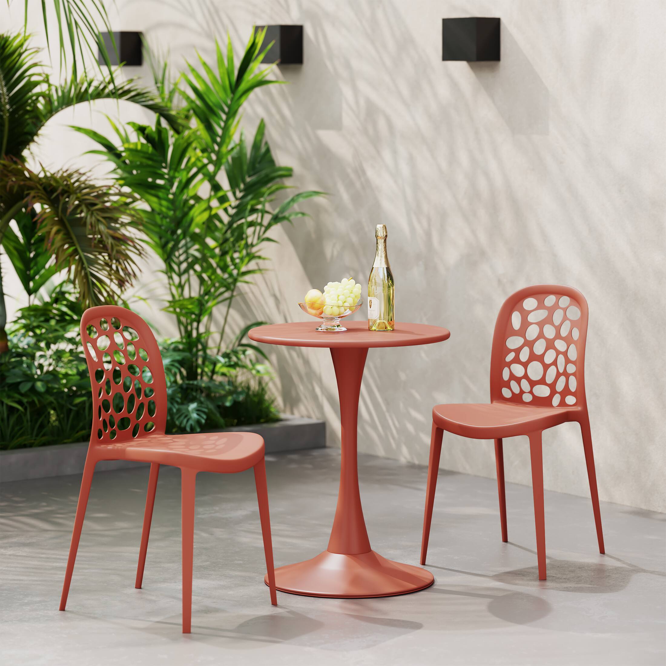 Angle. WestinTrends - WestinTrends Playa Outdoor Modern Stackable Patio Dining Chairs (Set of 2) - Red.