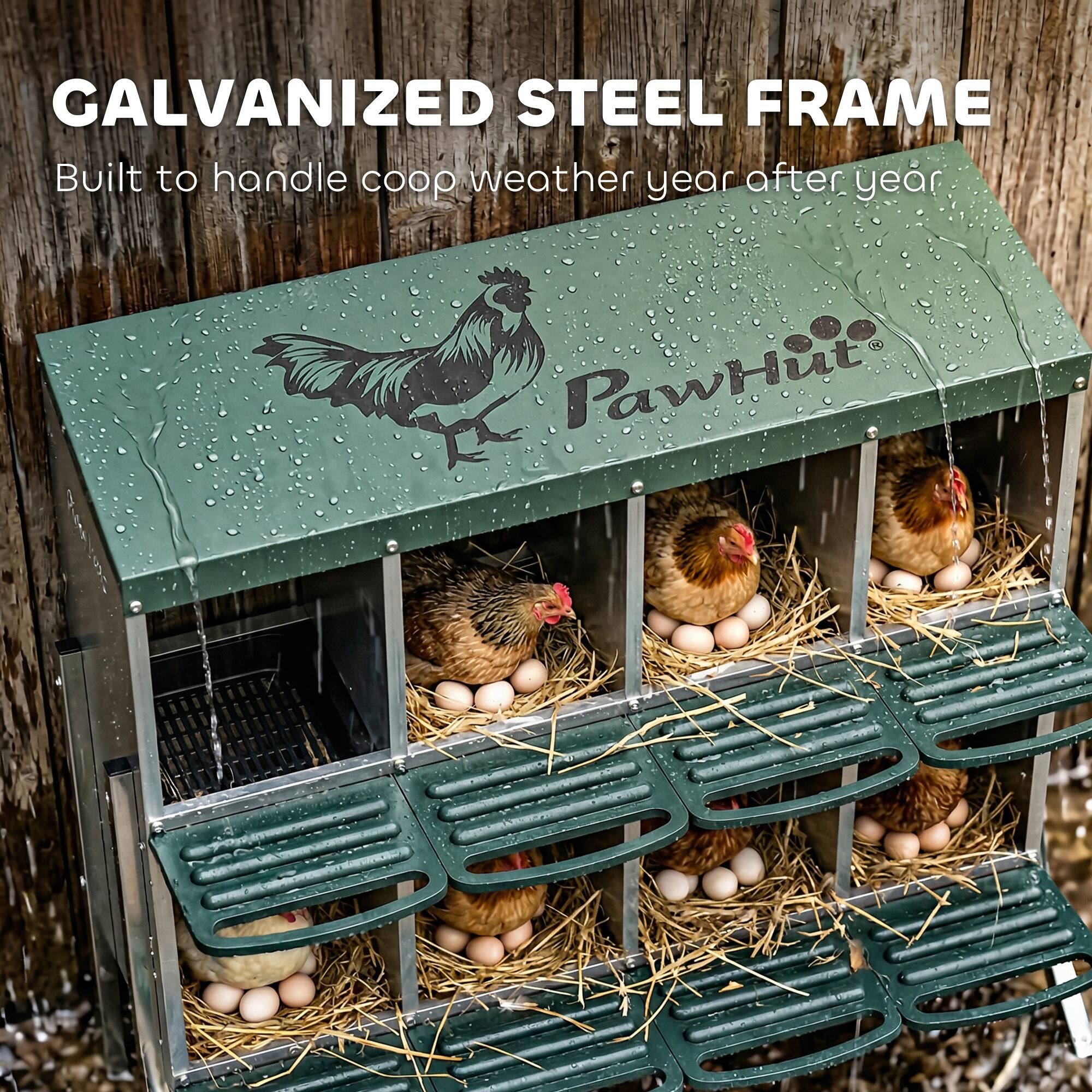GALVANIZED STEEL FRAME  
Built to handle coop weather year after year  
PawHut
