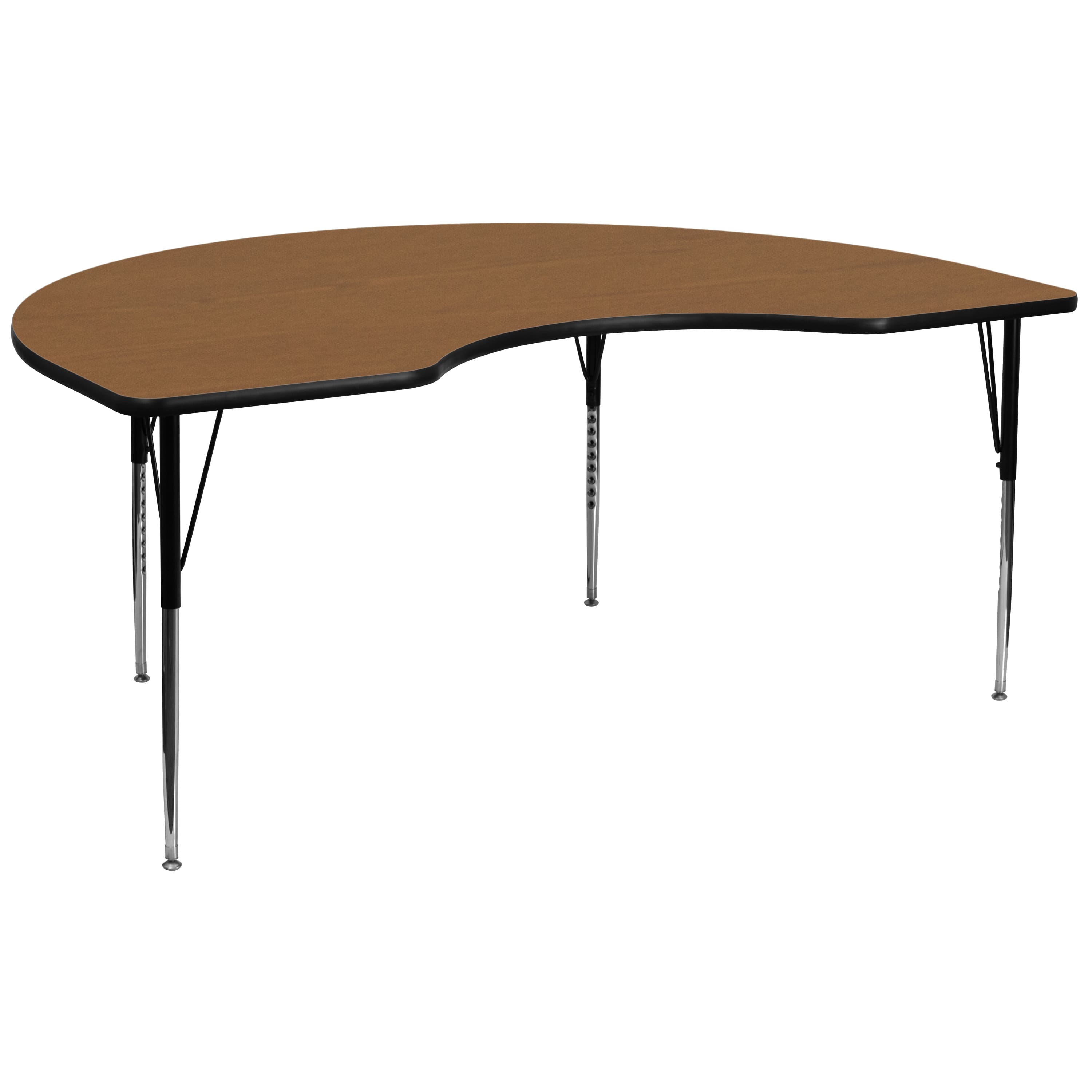 Flash Furniture - Wren 48''W x 96''L Kidney Oak Thermal Laminate Activity Table - Standard Height Adjustable Legs - Brown price history on PriceWatchPro