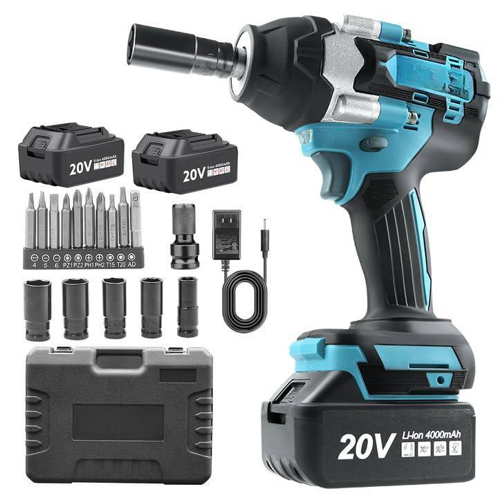 JETRANSPORT - 1/2 Inch Cordless Impact Wrench - 1200n.m High Torque Heavy Duty With 2x 4.0ah 21v Driver/drill For - Impact Wrenches-600Nm